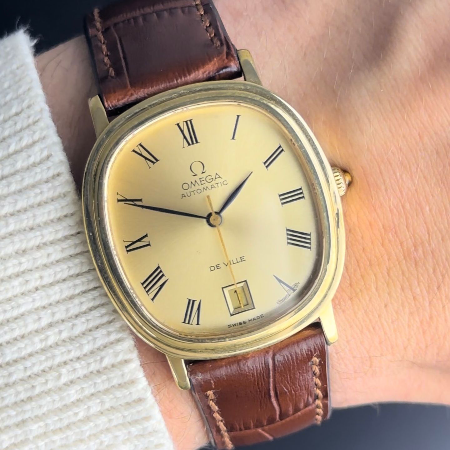 Omega De Ville 162.0063 (1974) - Gold dial 32 mm Gold/Steel case (2/8)