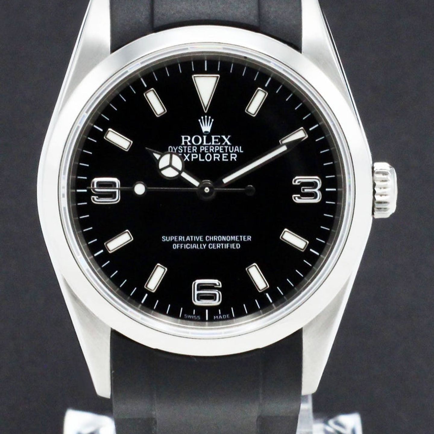 Rolex Explorer 114270 (2006) - Zwart wijzerplaat 36mm Staal (1/7)