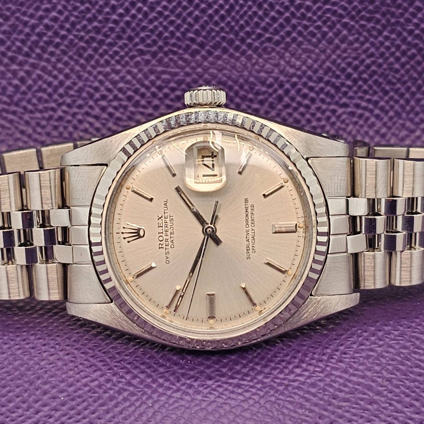 Rolex Datejust 1601 (1972) - Zilver wijzerplaat 36mm Staal (1/6)