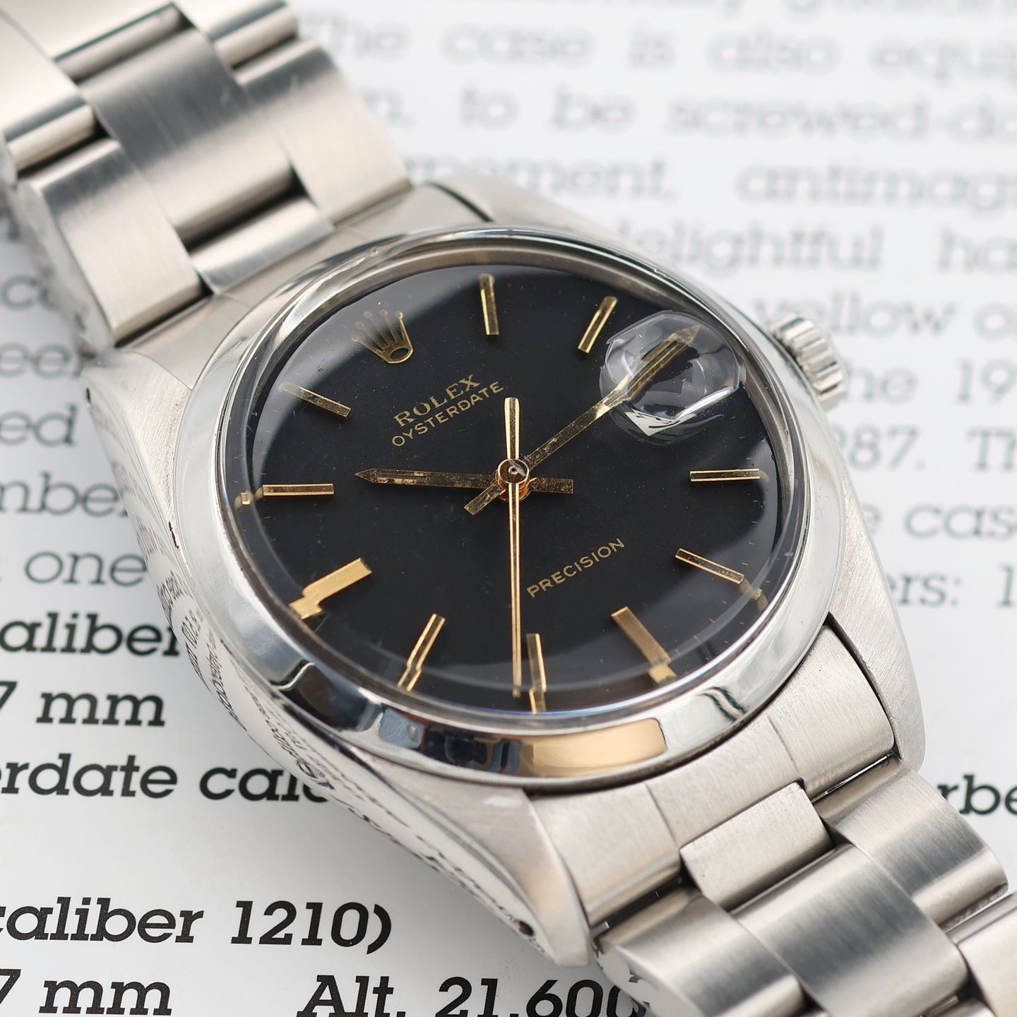 Rolex Oyster Precision 6694 (Unknown (random serial)) - Black dial 34 mm Steel case (1/8)