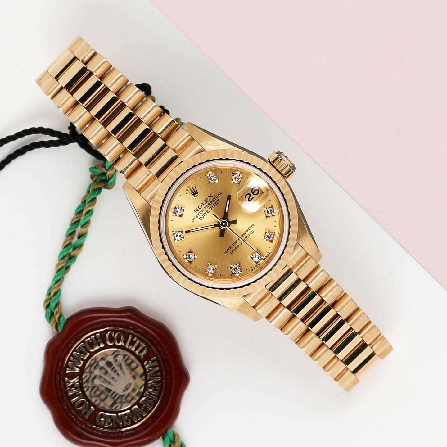 Rolex Lady-Datejust 69178 (1990) - Champagne dial 26 mm Yellow Gold case (1/8)