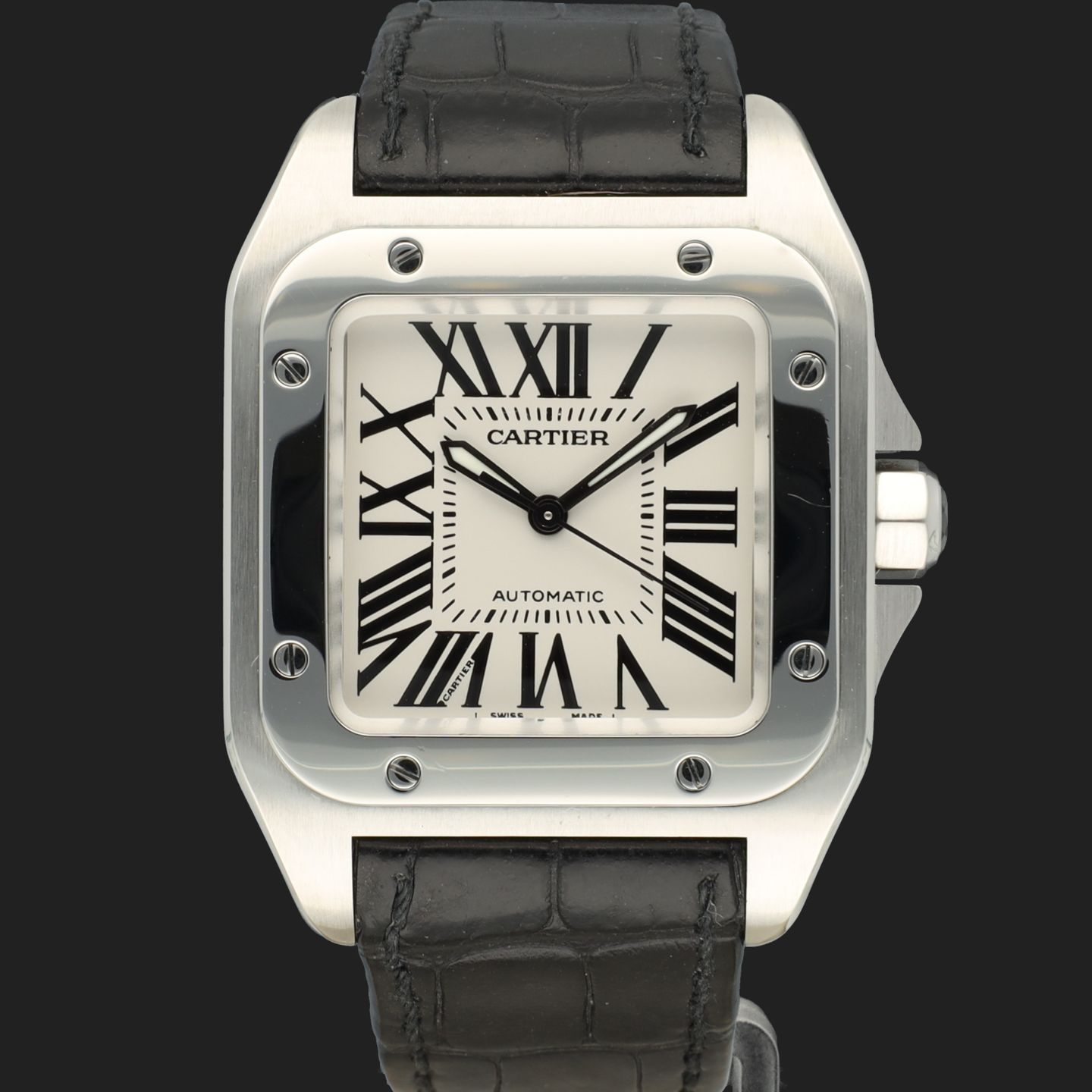 Cartier Santos 100 W20106X8 (2008) - Wit wijzerplaat 33mm Staal (2/8)