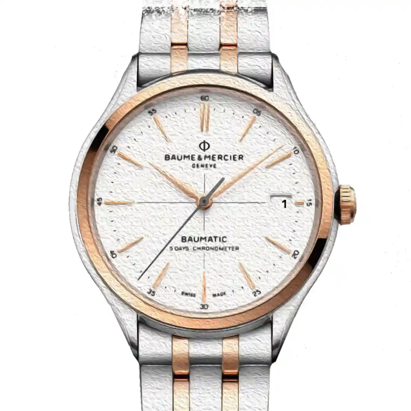 Baume & Mercier Clifton M0A10458 (2025) - Wit wijzerplaat 40mm Staal (2/3)