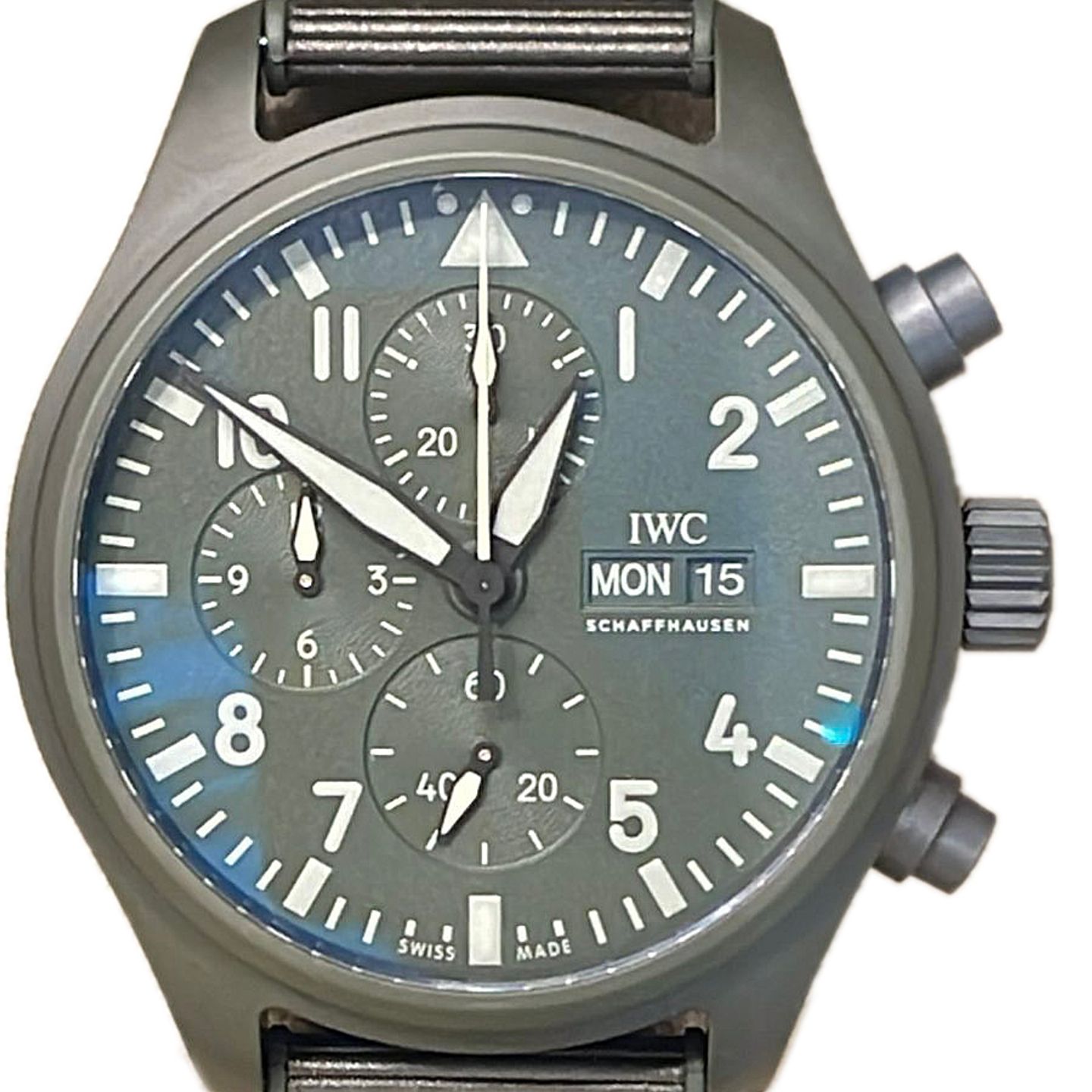 IWC Pilot Chronograph Top Gun IW389106-D (2024) - Groen wijzerplaat 45mm Titanium (1/1)