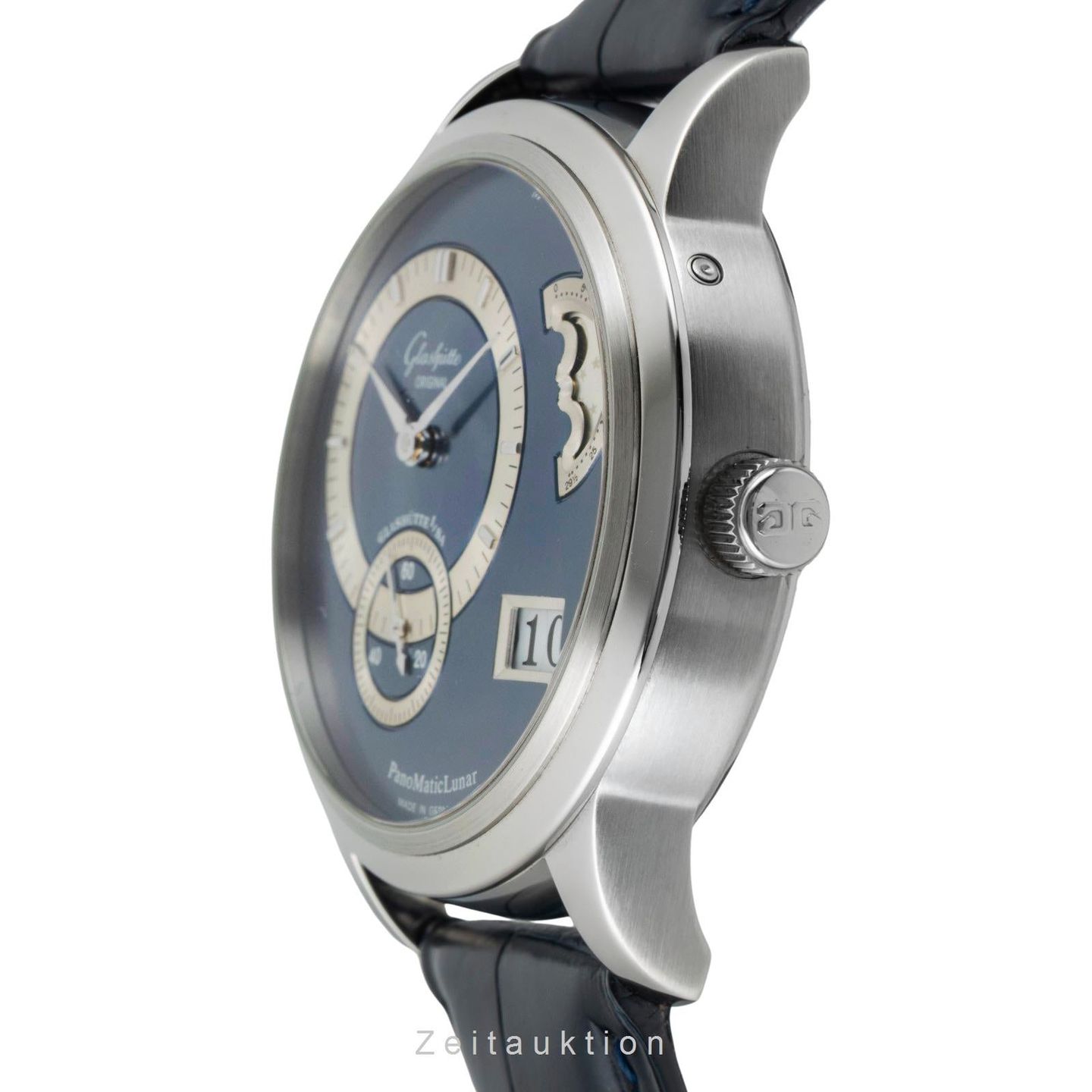 Glashütte Original PanoMaticDate 1-90-02-05-02-04 (Onbekend (willekeurig serienummer)) - Blauw wijzerplaat 39mm Staal (6/8)