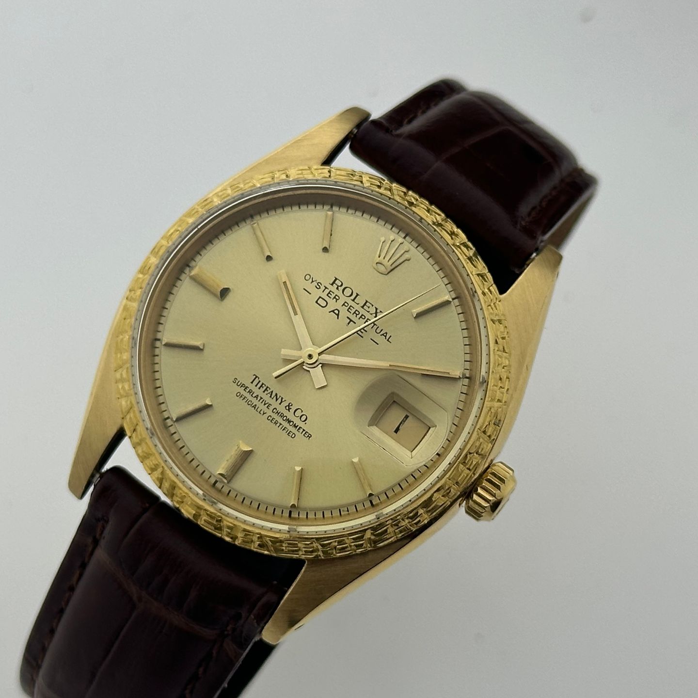 Rolex Oyster Perpetual Date 1508 (1963) - Champagne dial 34 mm Yellow Gold case (5/8)