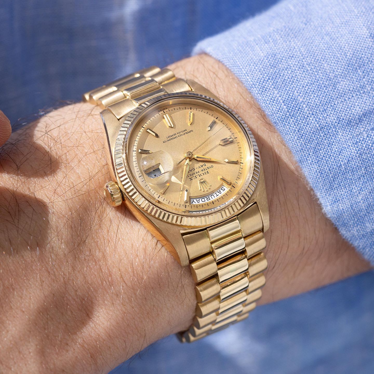 Rolex Day-Date 1803 (1960) - Champagne dial 36 mm Yellow Gold case (5/8)