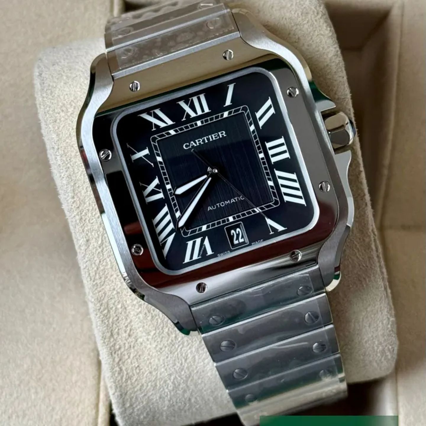 Cartier Santos WSSA0096 (2026) - Zwart wijzerplaat Staal (1/7)