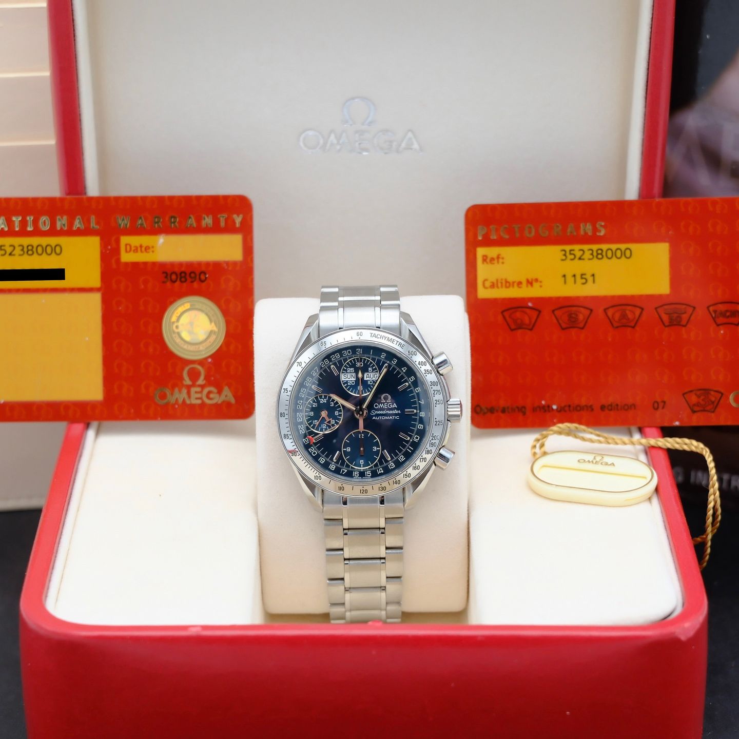 Omega Speedmaster Day Date 3523.80.00 (1998) - Blauw wijzerplaat 39mm Staal (3/8)