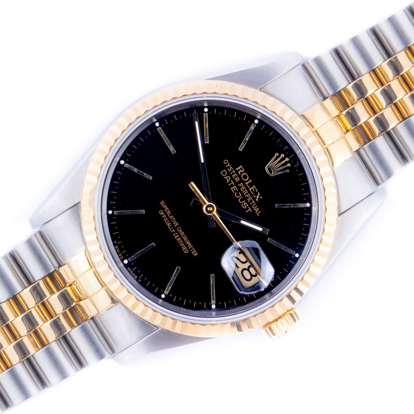 Rolex Datejust 36 16233 (1994) - Zwart wijzerplaat 36mm Goud/Staal (1/8)