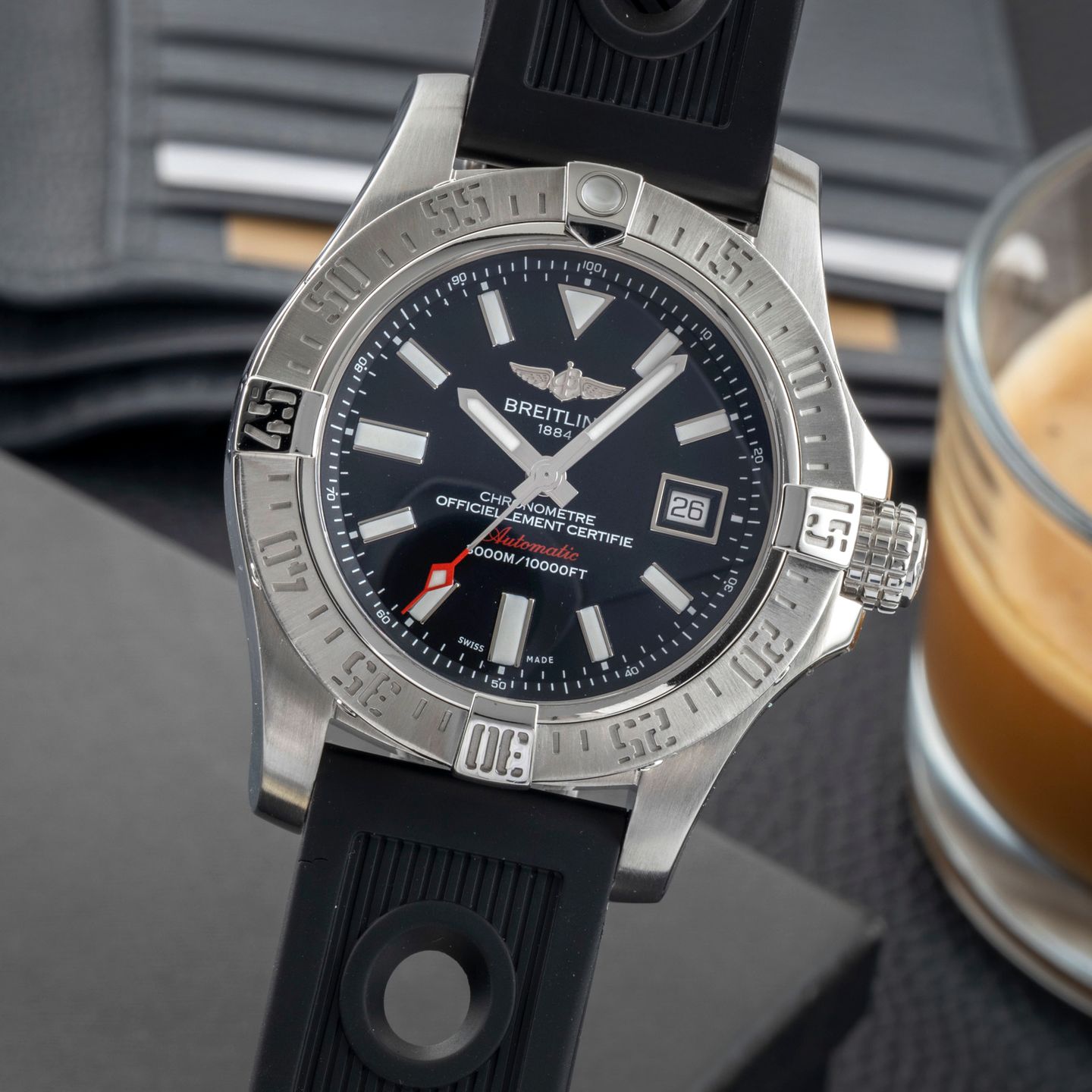 Breitling Avenger II Seawolf A1733110/BC30 (Unknown (random serial)) - Black dial 45 mm Steel case (3/8)