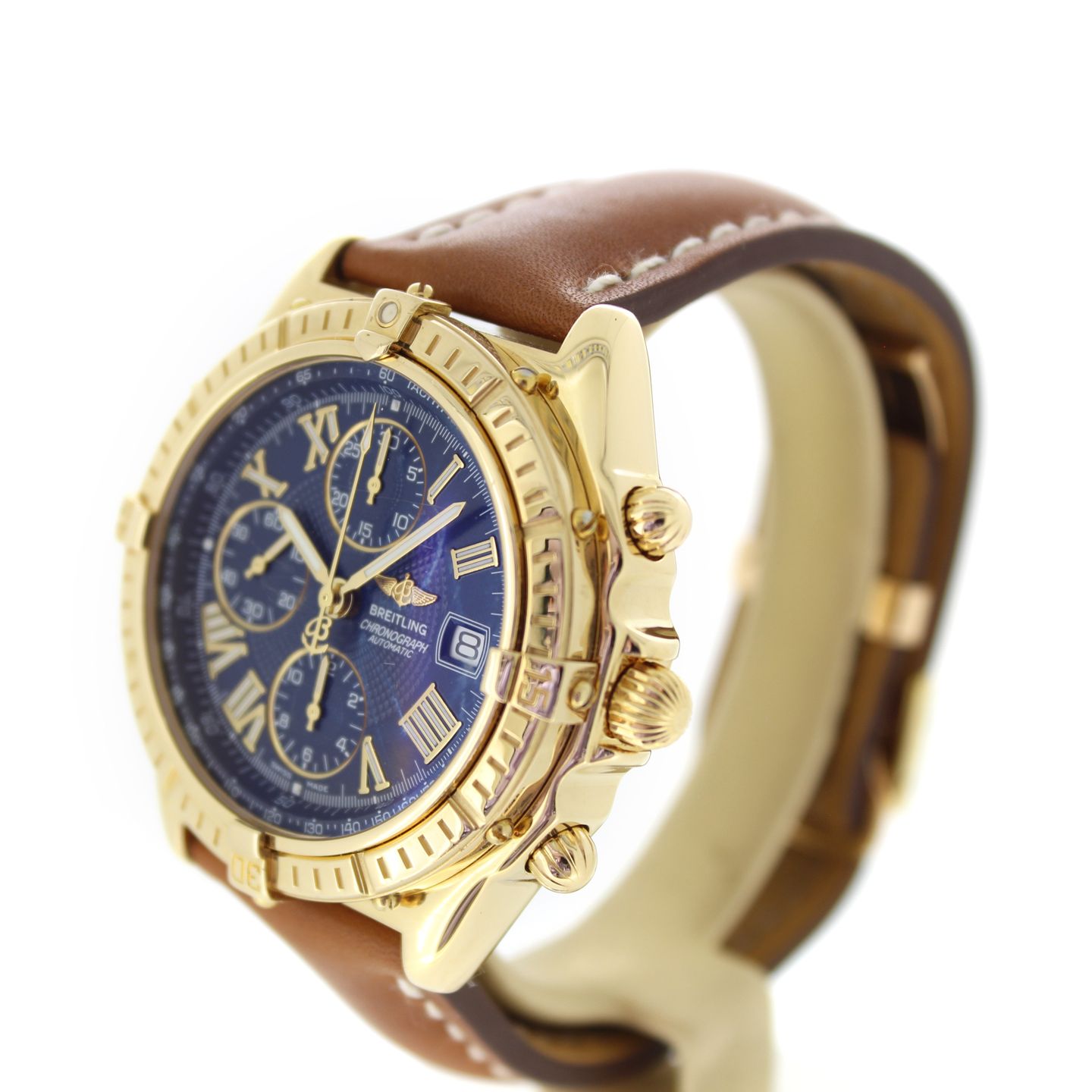 Breitling Crosswind Chronograph K13055 (Unknown (random serial)) - Blue dial 44 mm Yellow Gold case (5/7)