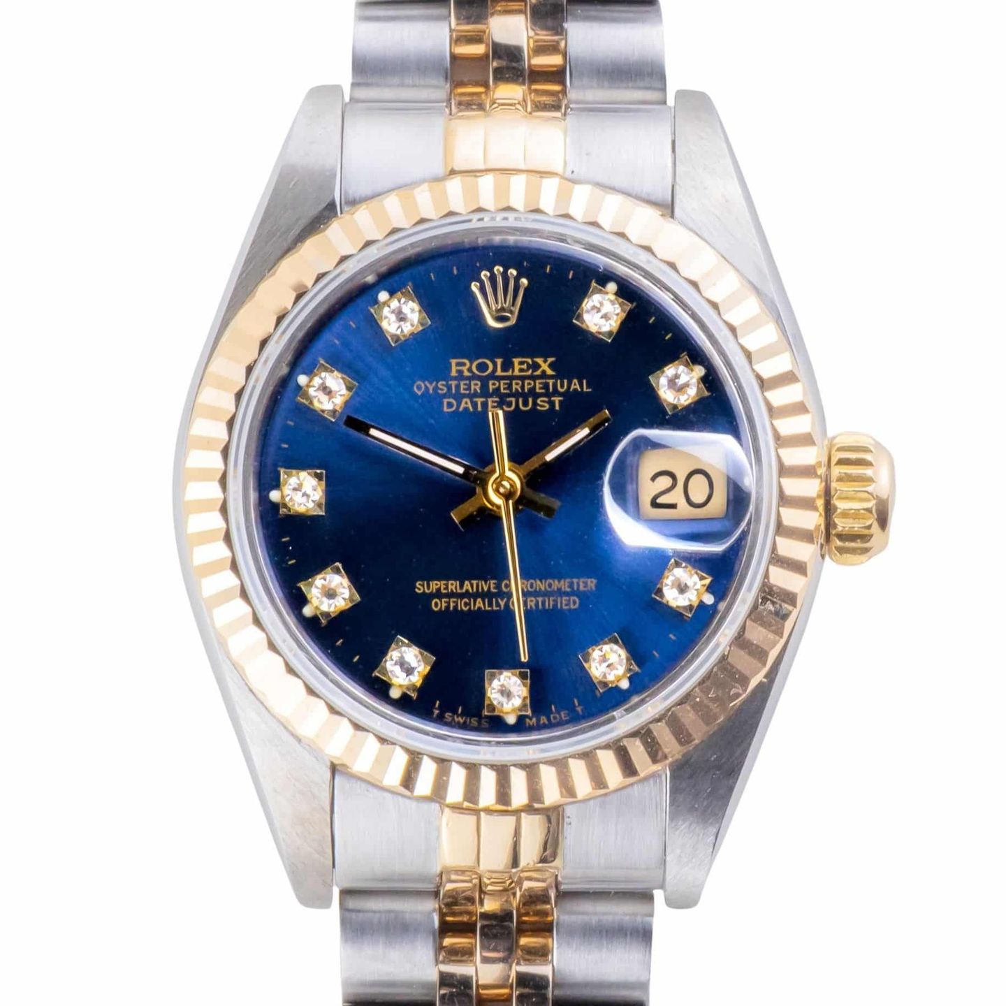 Rolex Lady-Datejust 69173 (1993) - Blue dial 26 mm Gold/Steel case (3/8)