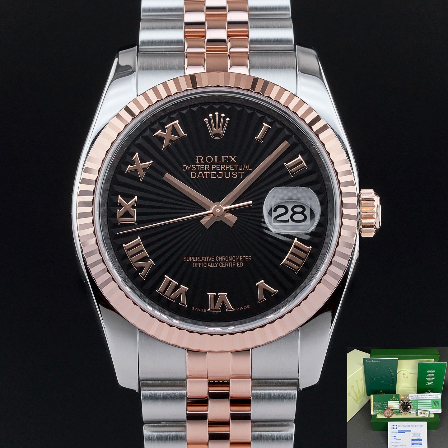 Rolex Datejust 36 116231 (2008) - Black dial 36 mm Gold/Steel case (1/8)