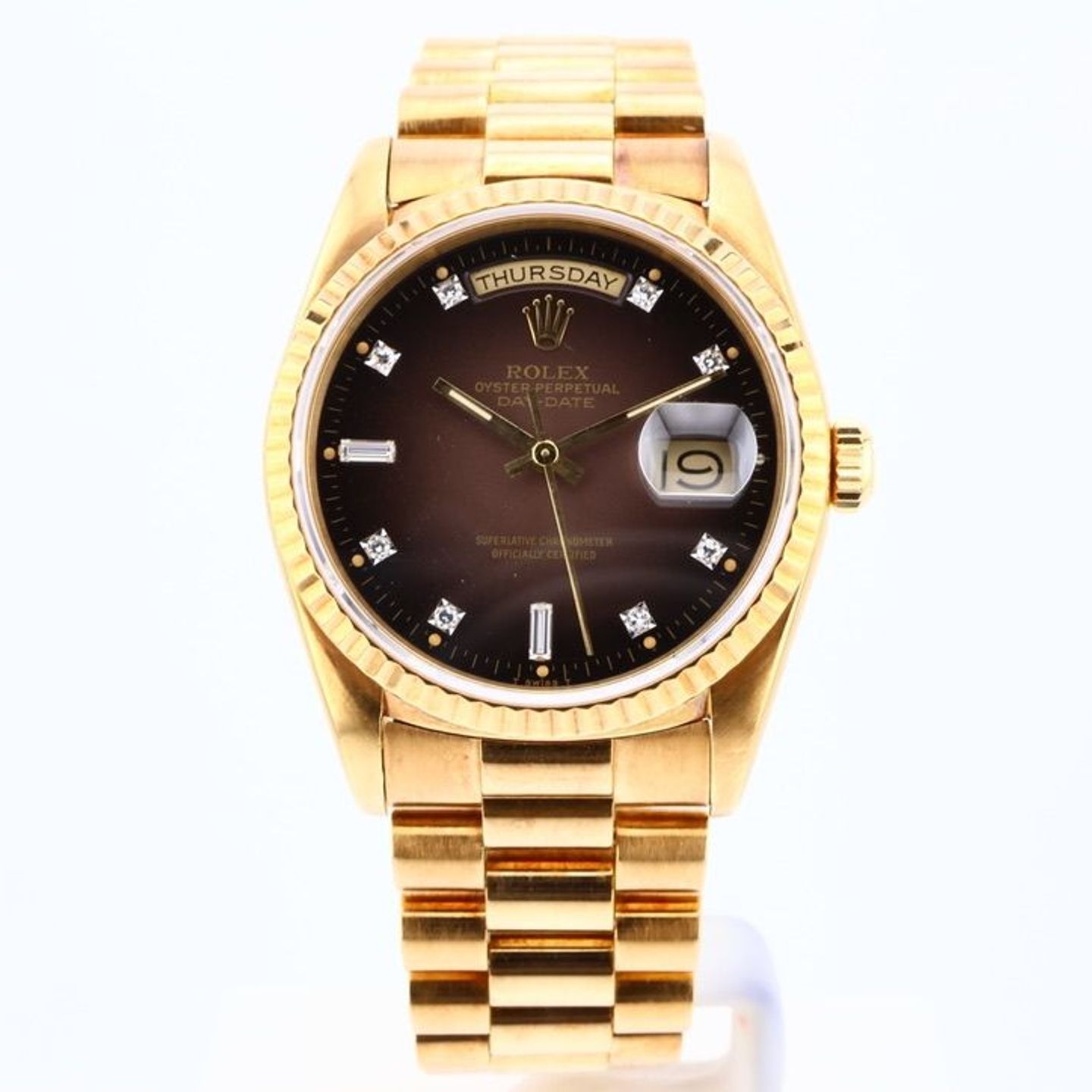 Rolex Day-Date 36 18238 (Onbekend (willekeurig serienummer)) - Bruin wijzerplaat 36mm Geelgoud (1/1)