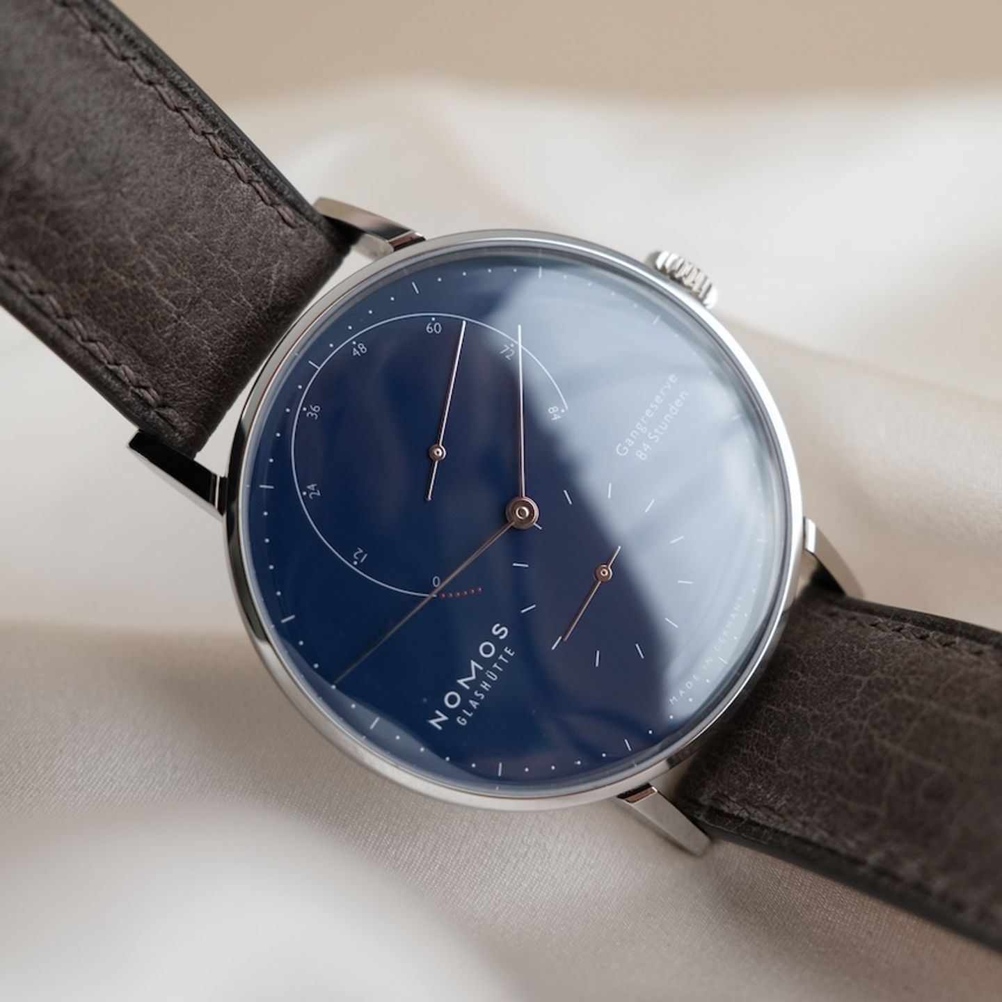 NOMOS Lambda 960.S3 (2020) - Blue dial 41 mm White Gold case (1/8)
