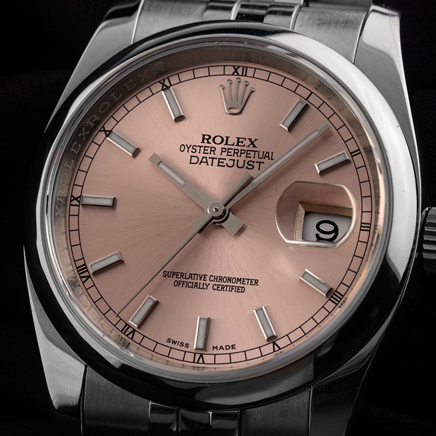Rolex Datejust 36 116200 (2016) - Roze wijzerplaat 36mm Staal (3/8)