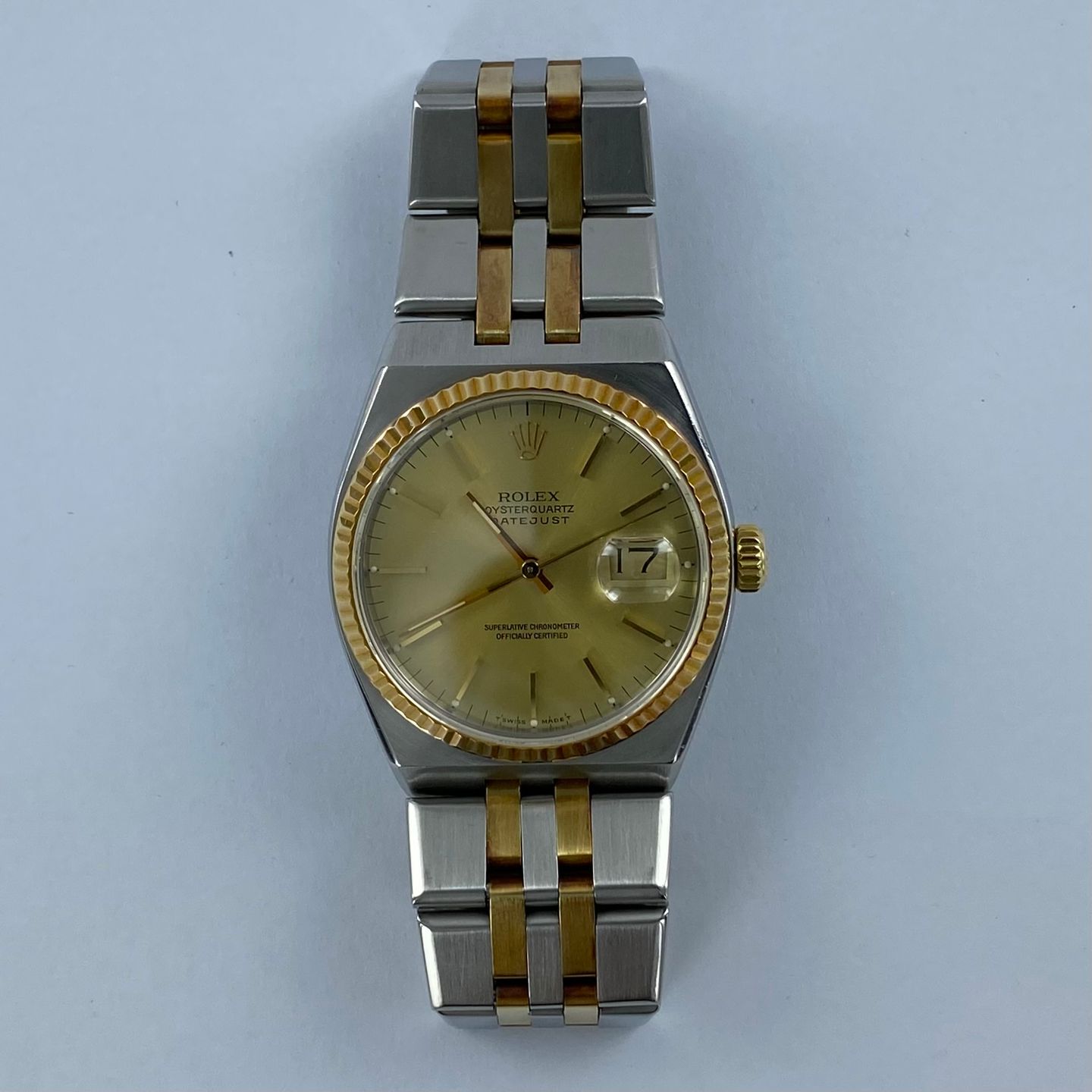Rolex Datejust Oysterquartz 17013 (1978) - Champagne dial 36 mm Gold/Steel case (5/6)
