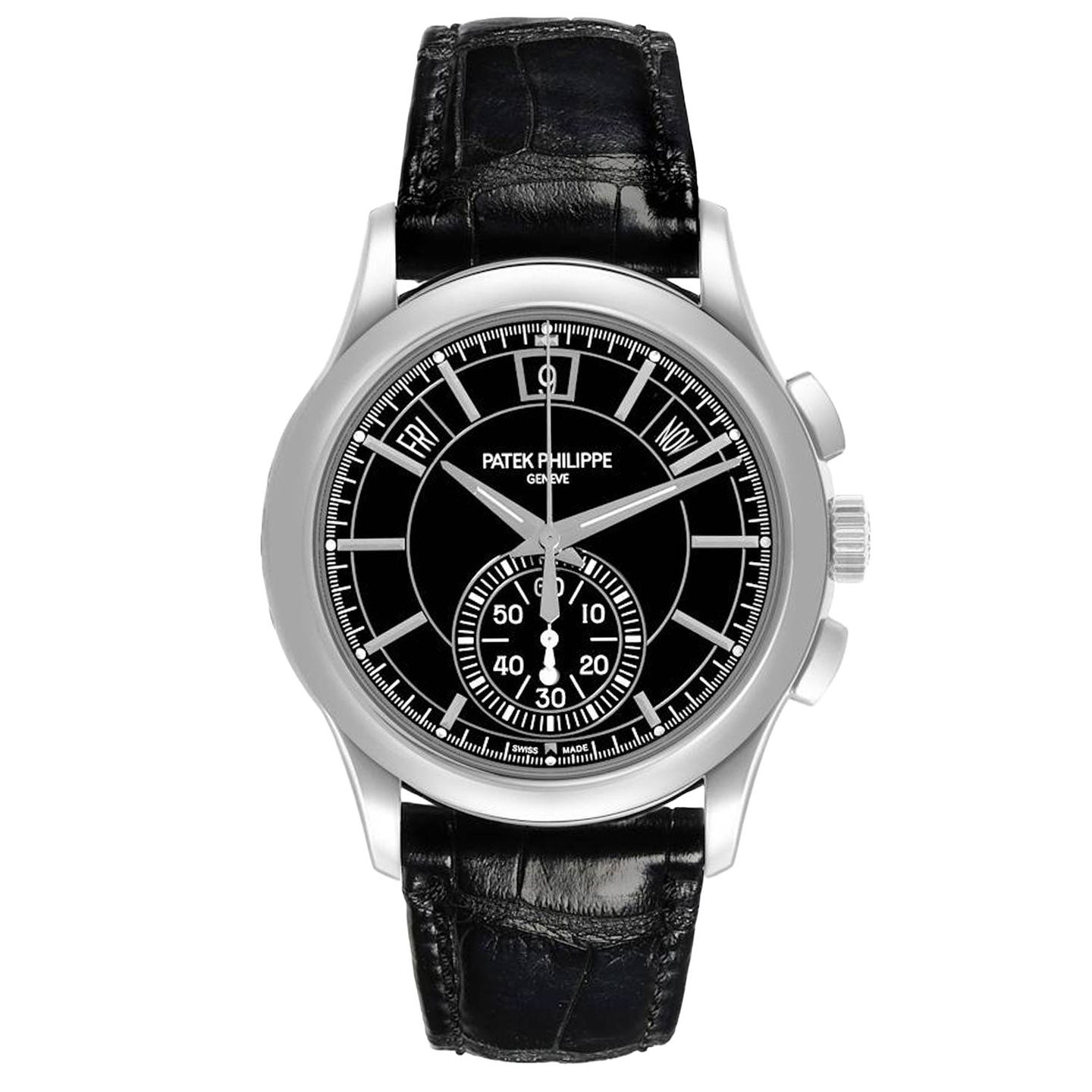 Patek Philippe Annual Calendar Chronograph 5905P-010 (Unknown (random serial)) - Black dial 42 mm Platinum case (1/5)