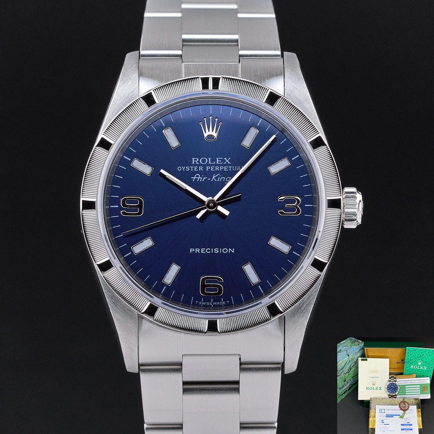 Rolex Air-King 14010 (1995) - Blauw wijzerplaat 34mm Staal (1/8)