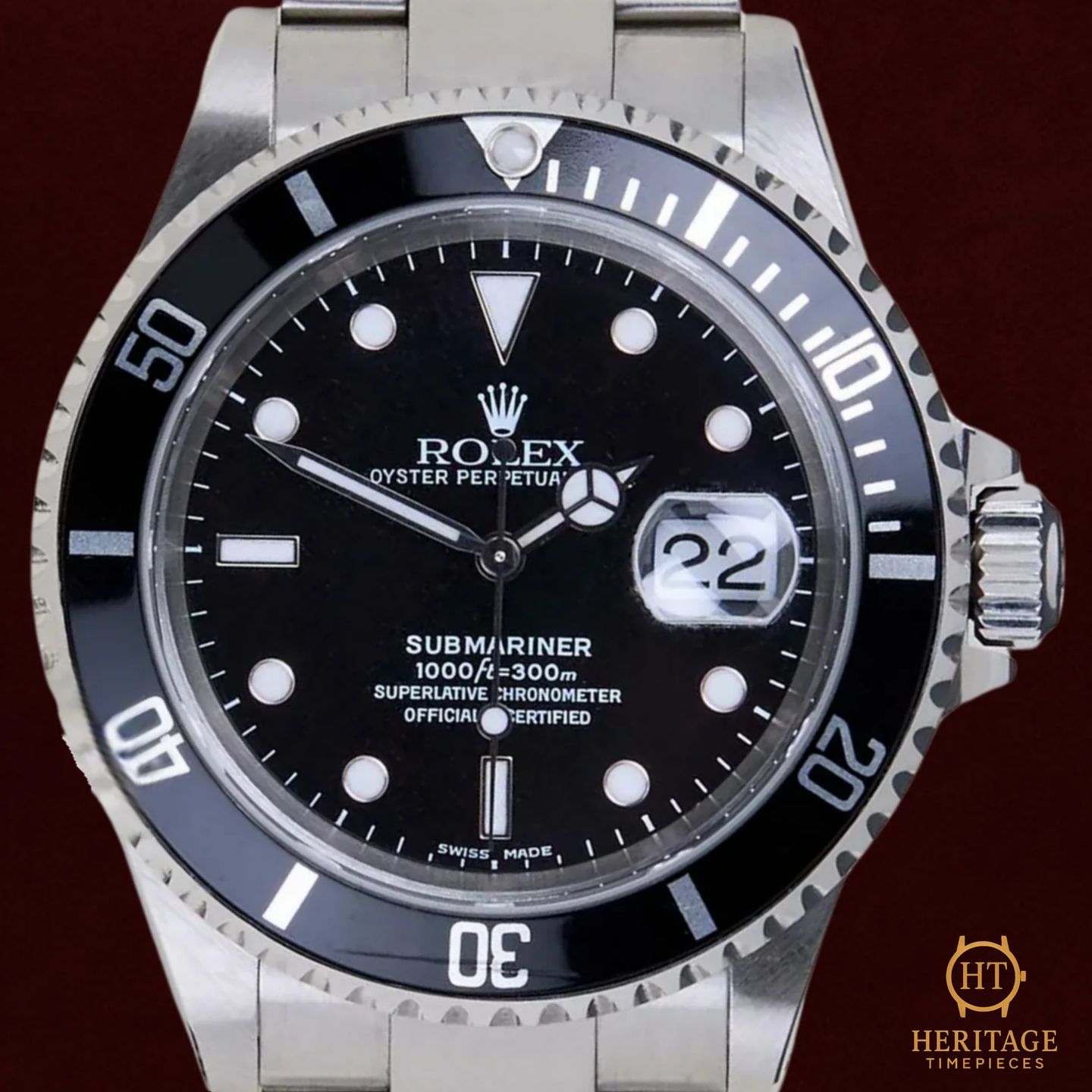 Rolex Submariner Date 16610 (2002) - Zwart wijzerplaat 40mm Staal (1/8)