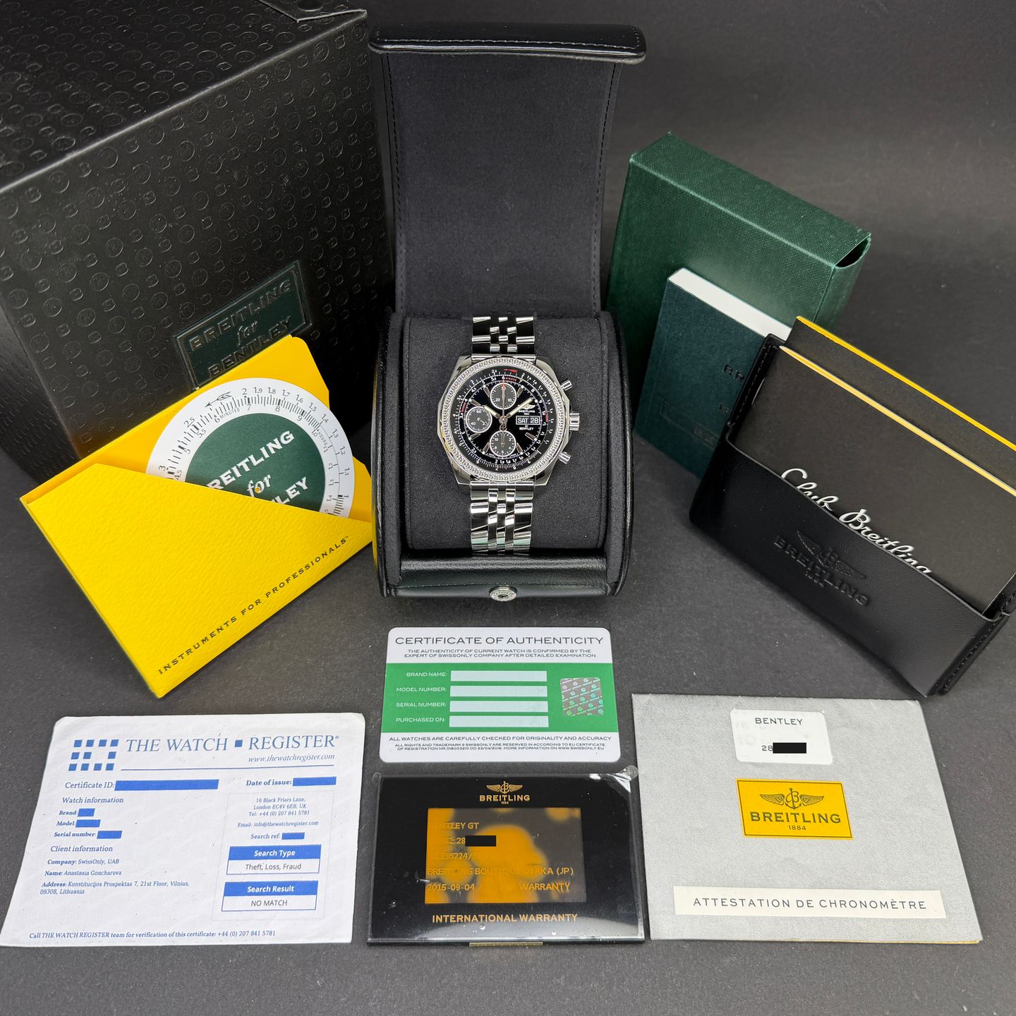 Breitling Bentley GT A13362 (2015) - Black dial 45 mm Steel case (3/8)