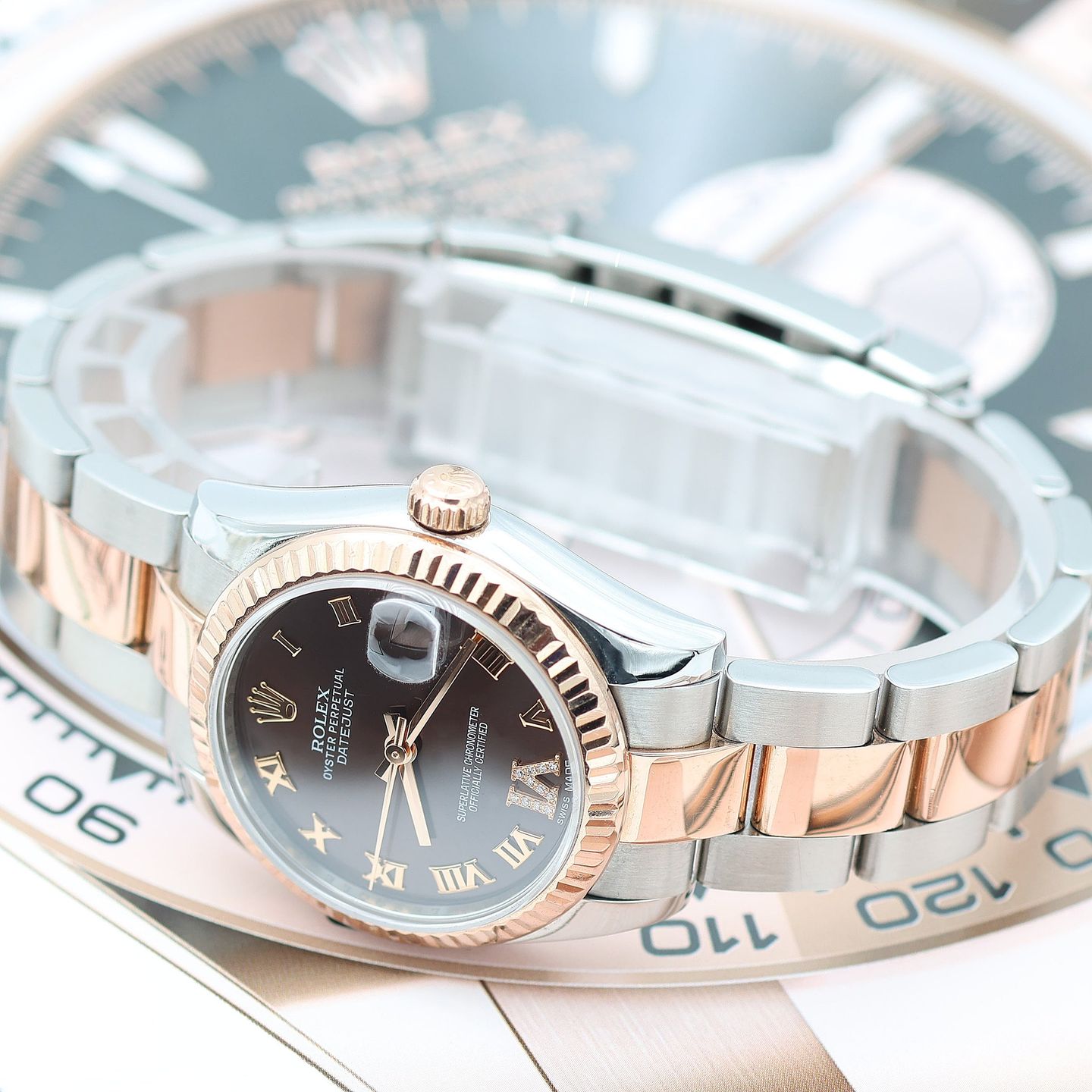 Rolex Datejust 31 278271 (2023) - Brown dial 31 mm Gold/Steel case (7/8)