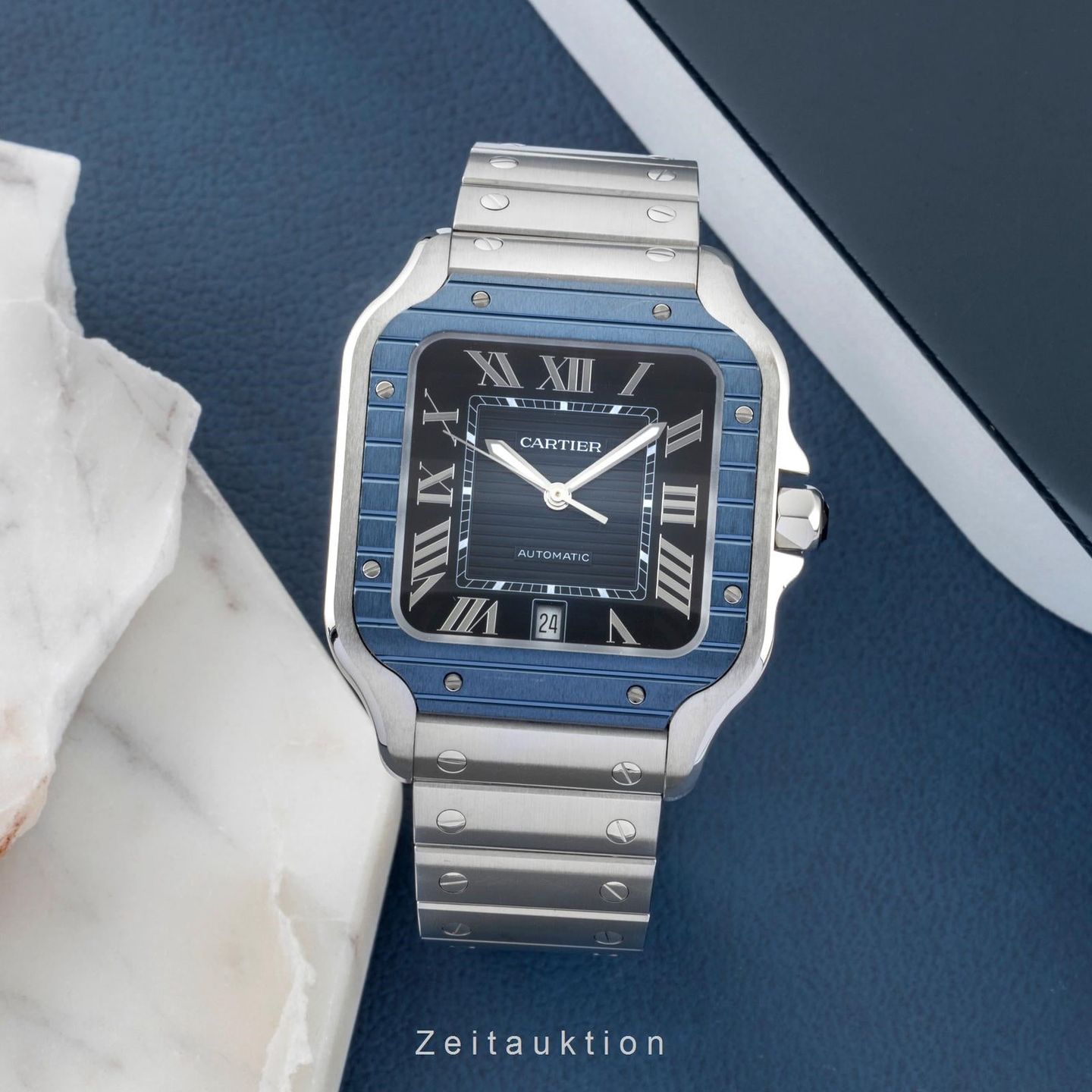 Cartier Santos WSSA0048 (Onbekend (willekeurig serienummer)) - Blauw wijzerplaat 40mm Staal (3/8)