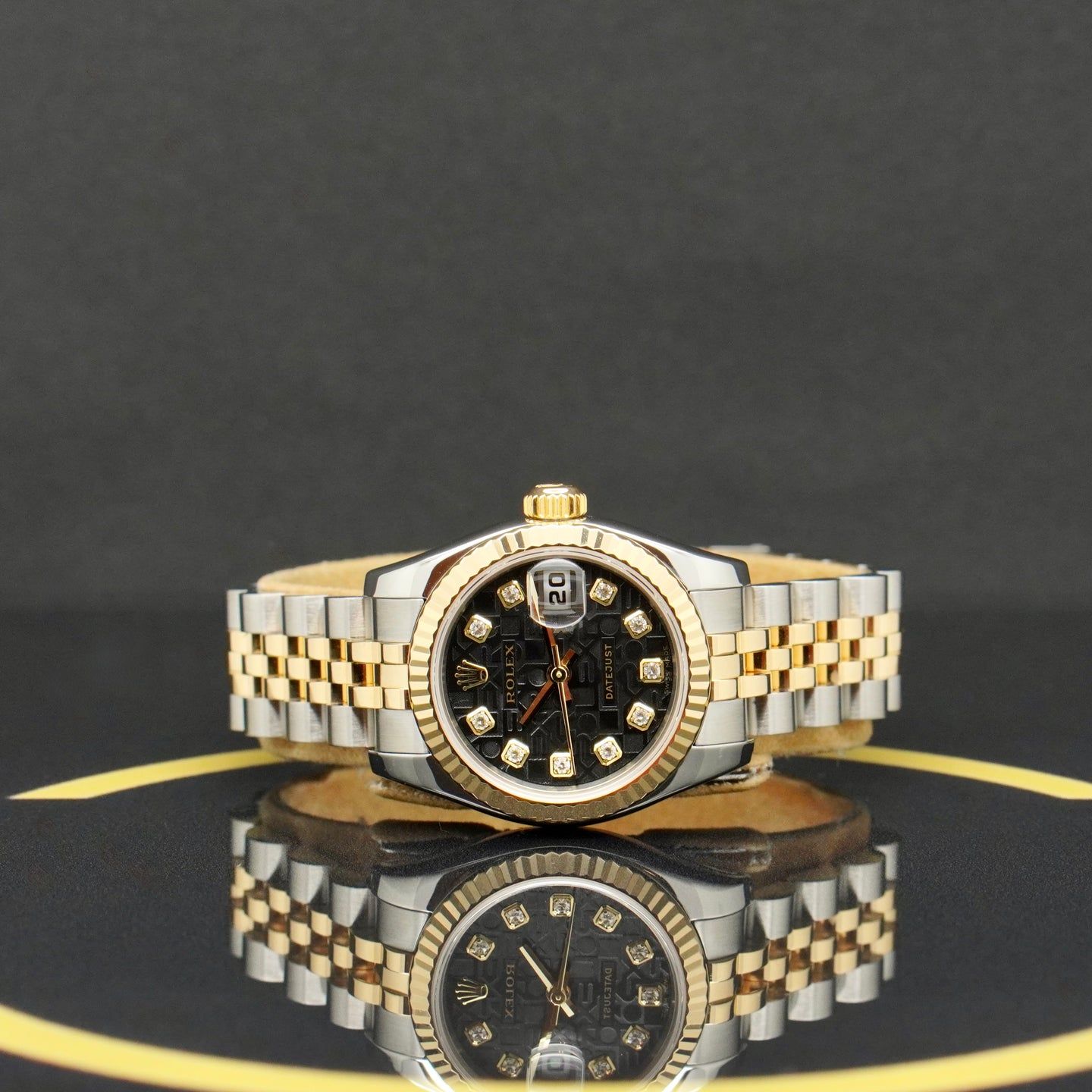Rolex Lady-Datejust 179173 (2005) - Zwart wijzerplaat 26mm Goud/Staal (4/7)