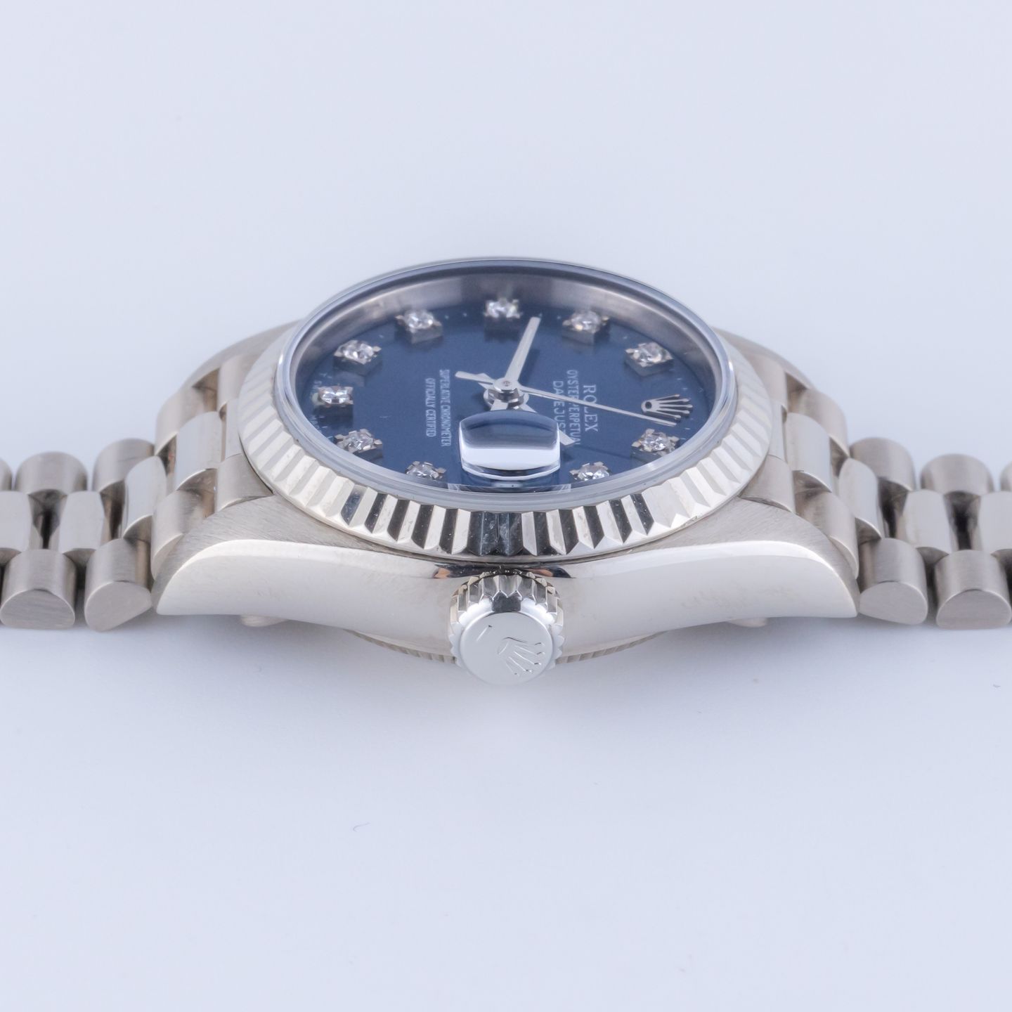 Rolex Lady-Datejust 69179 (1991) - Blue dial 26 mm White Gold case (6/7)