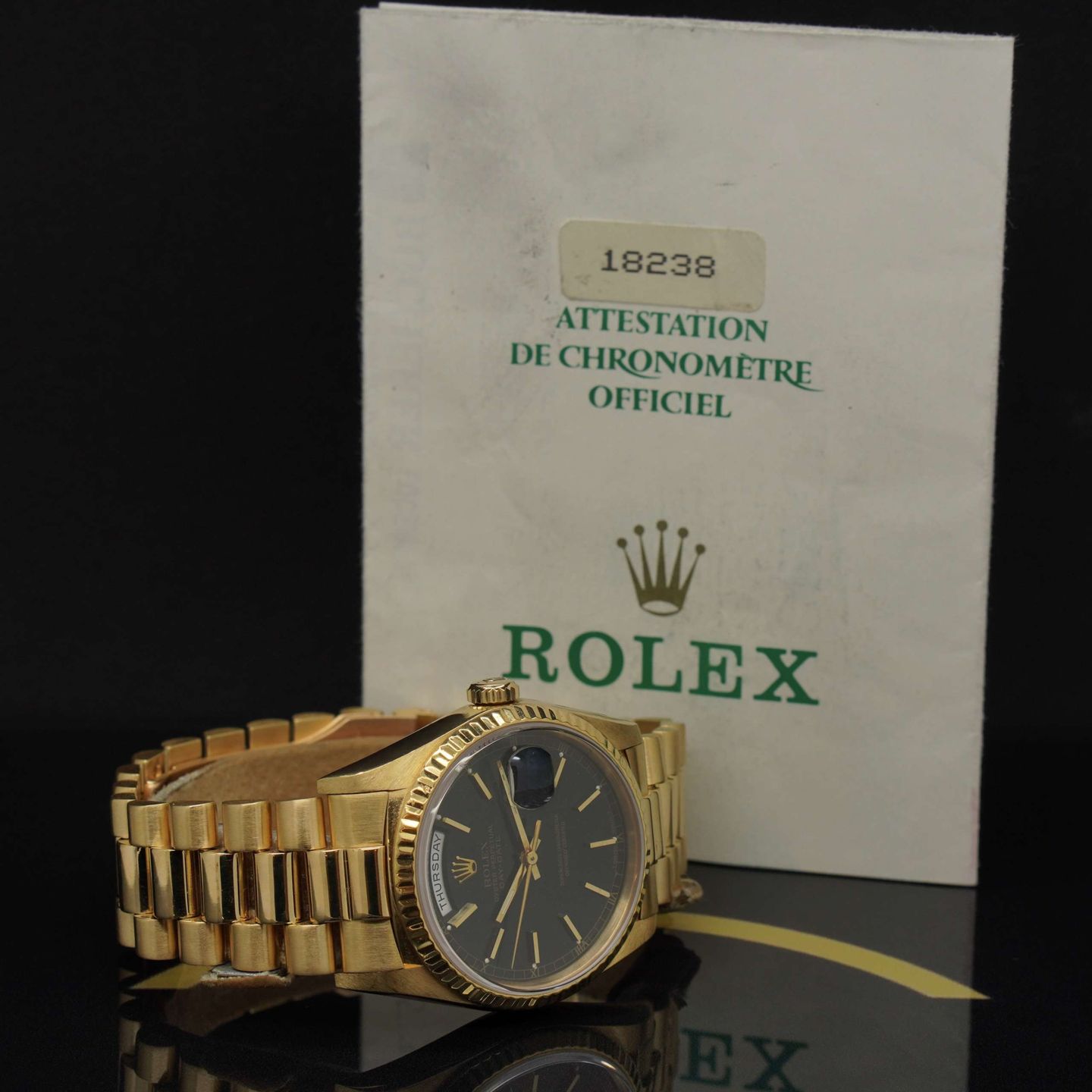 Rolex Day-Date 36 18238 (1989) - Zwart wijzerplaat 36mm Geelgoud (4/6)