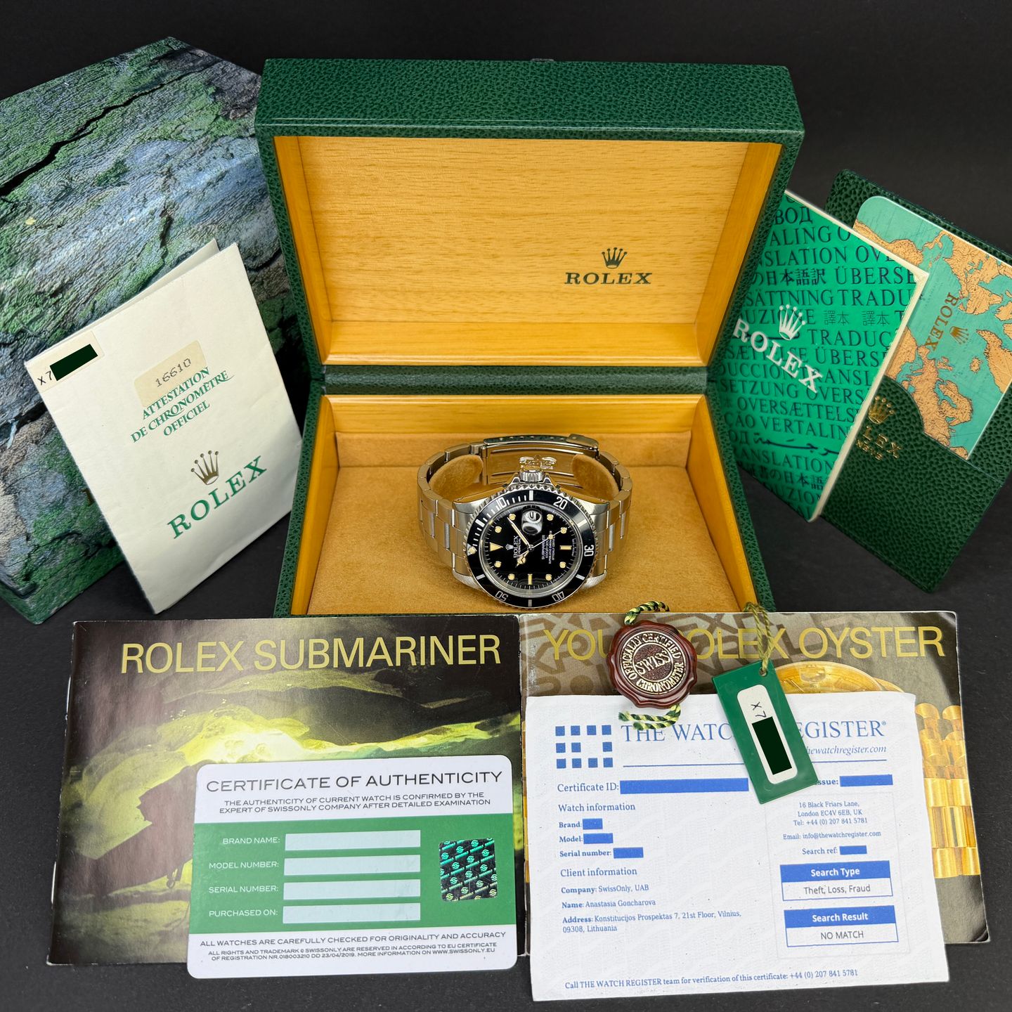 Rolex Submariner Date 16610 (1991) - Zwart wijzerplaat 40mm Staal (3/8)