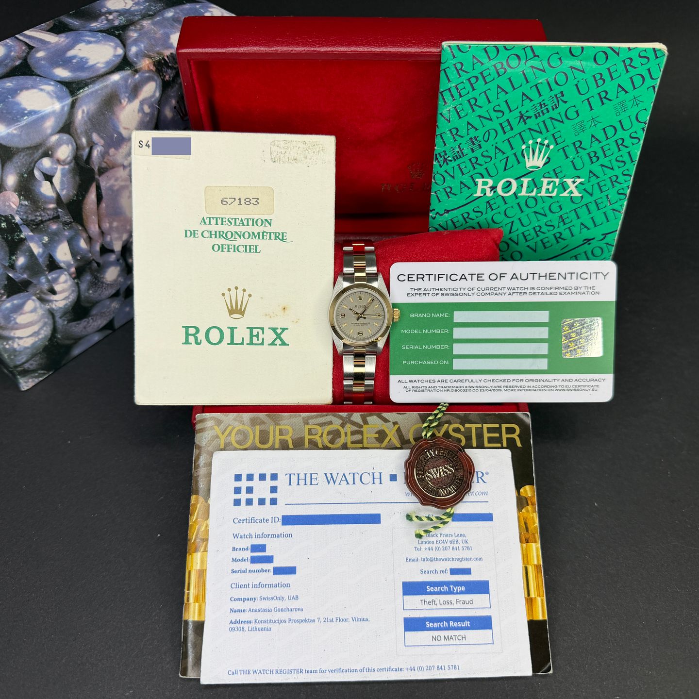 Rolex Oyster Perpetual 67183 (1993) - Grey dial 26 mm Gold/Steel case (3/8)