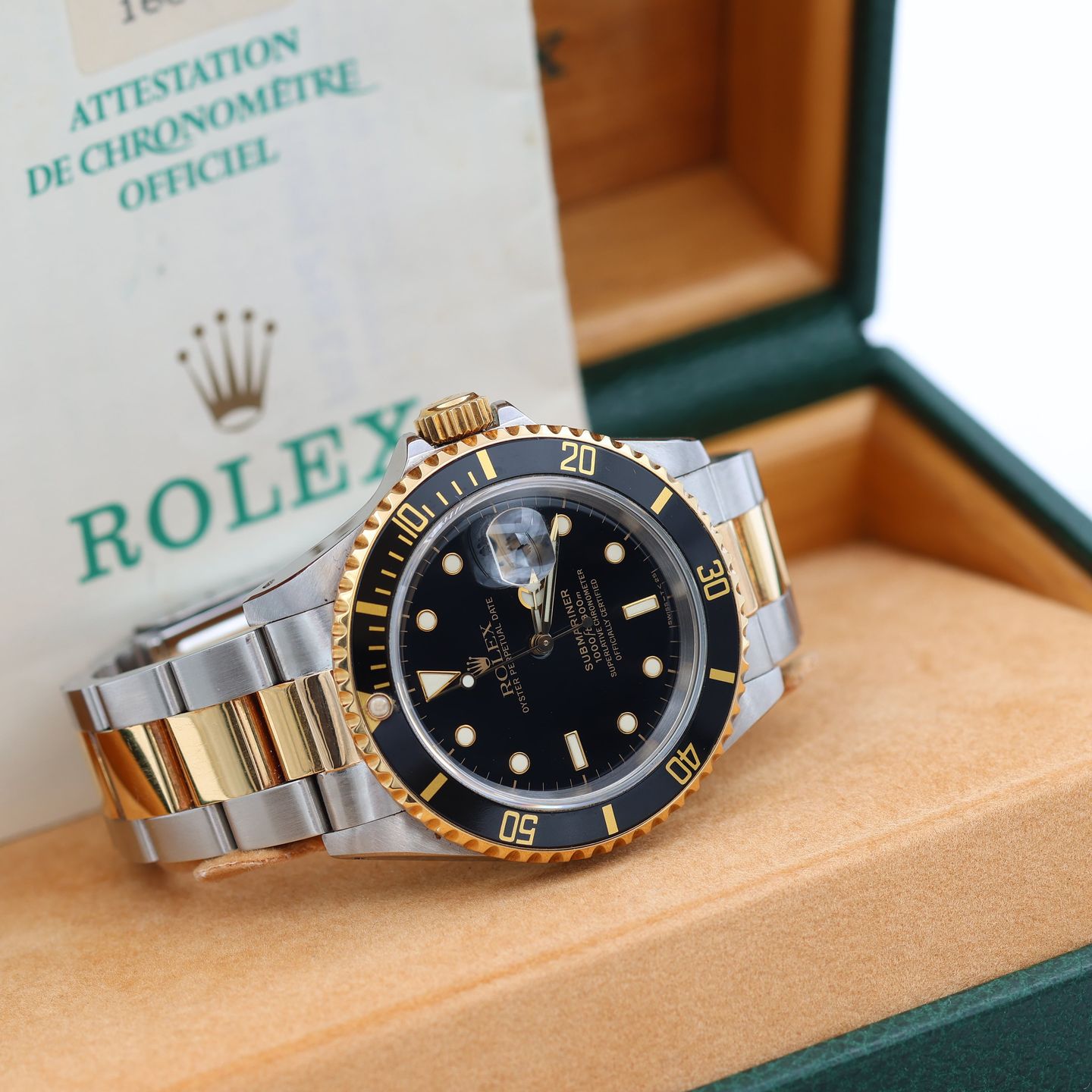 Rolex Submariner Date 16613LB (1989) - Blauw wijzerplaat 40mm Goud/Staal (3/8)