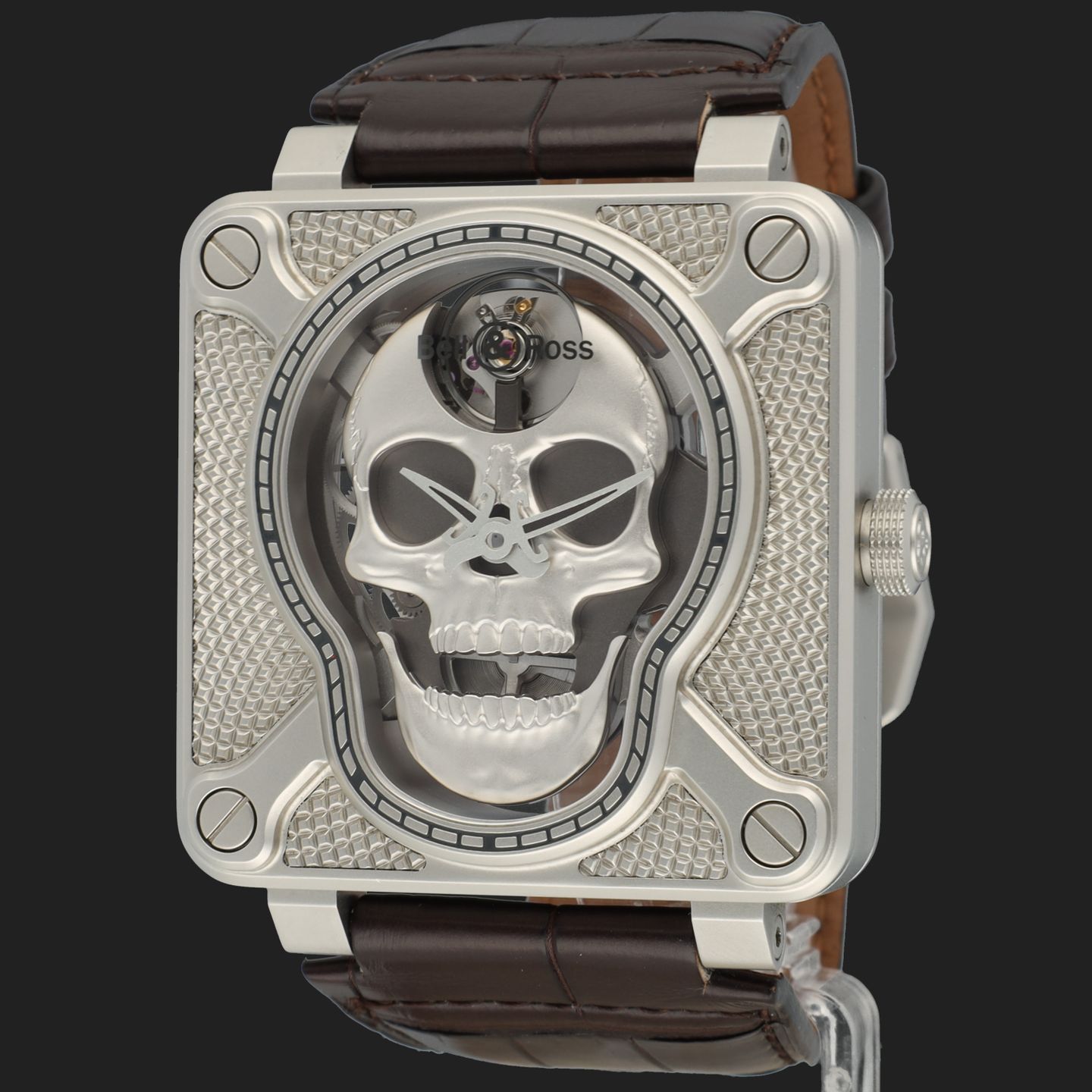 Bell & Ross BR 01 BR01-SKULL-SK (2018) - Zilver wijzerplaat 46mm Staal (1/8)
