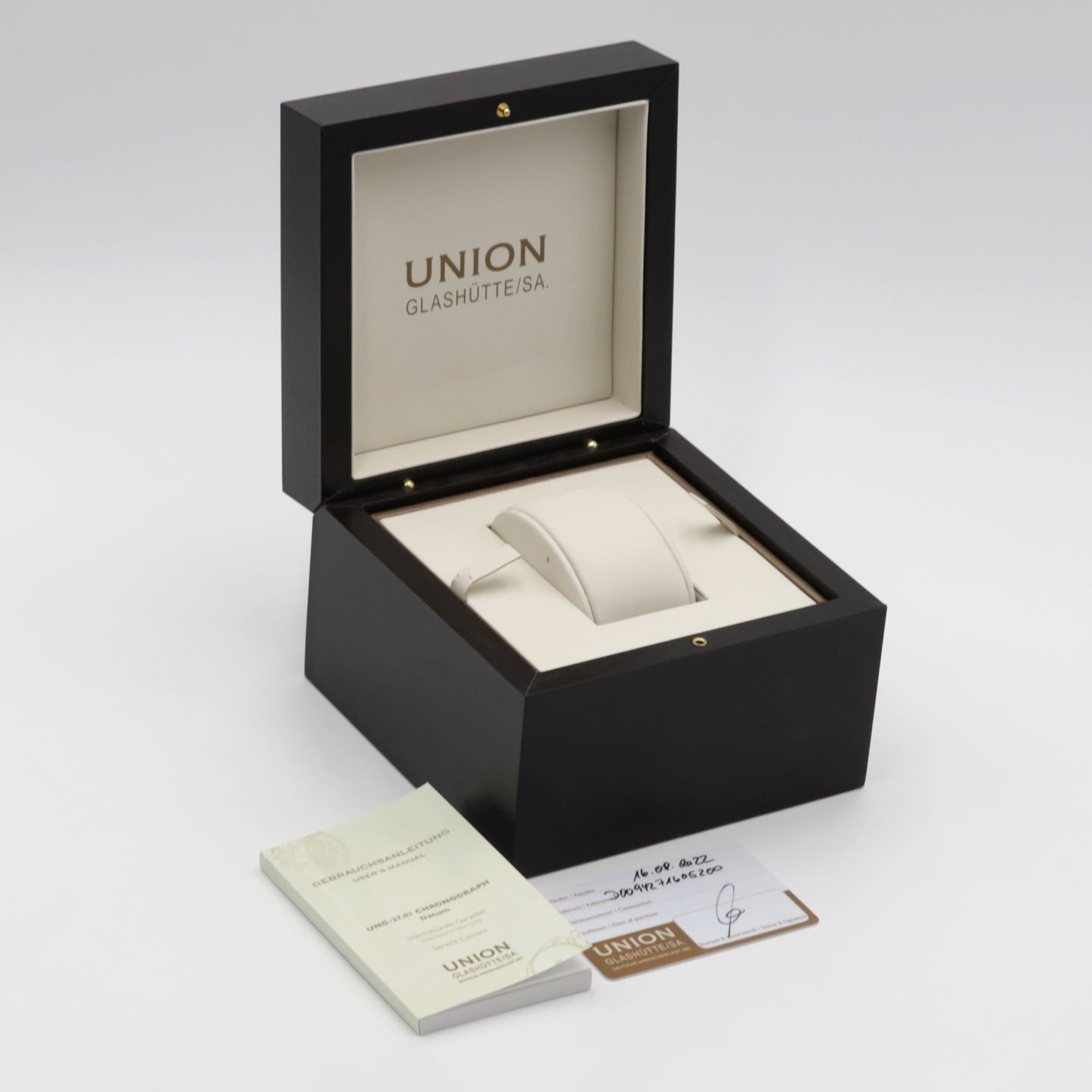 Union Glashütte Belisar Chronograph D009.427.16.052.00 (Unknown (random serial)) - Black dial 45 mm Steel case (8/8)