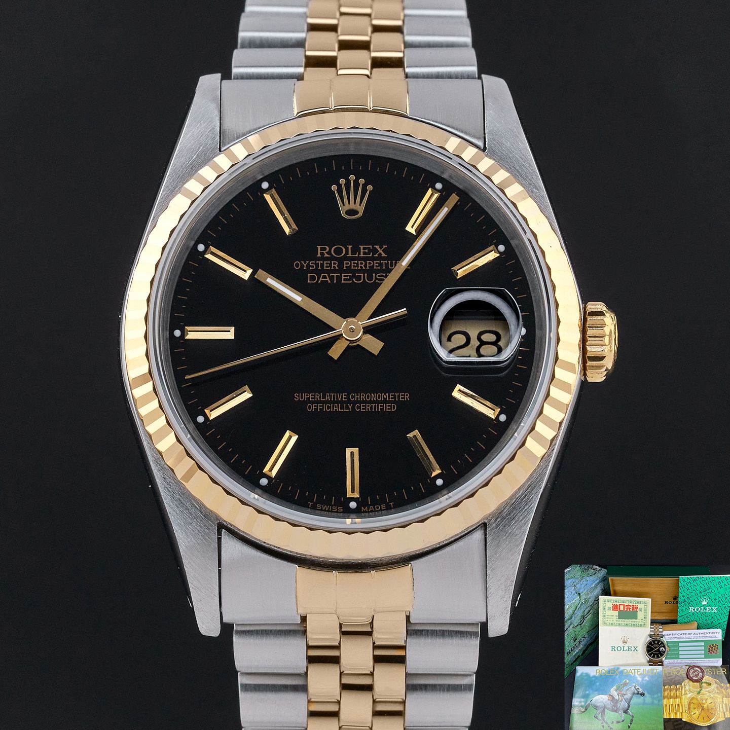 Rolex Datejust 36 16233 (1990) - 36mm Goud/Staal (1/8)