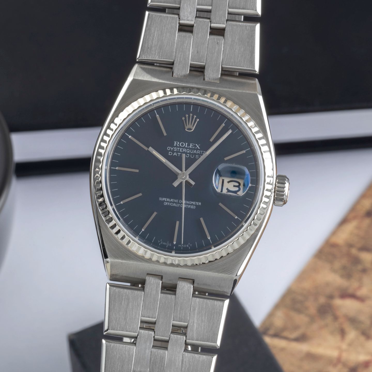 Rolex Datejust Oysterquartz 17014 (1986) - Blauw wijzerplaat 36mm Staal (3/8)