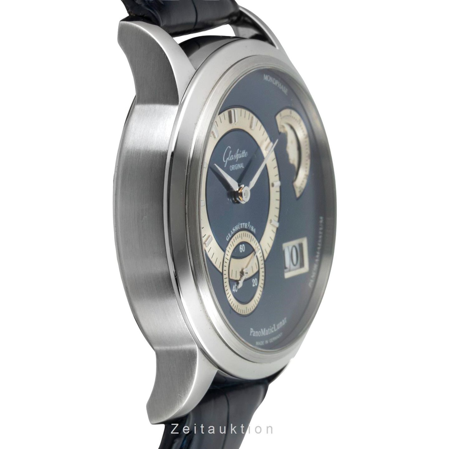 Glashütte Original PanoMaticDate 1-90-02-05-02-04 (Onbekend (willekeurig serienummer)) - Blauw wijzerplaat 39mm Staal (5/8)