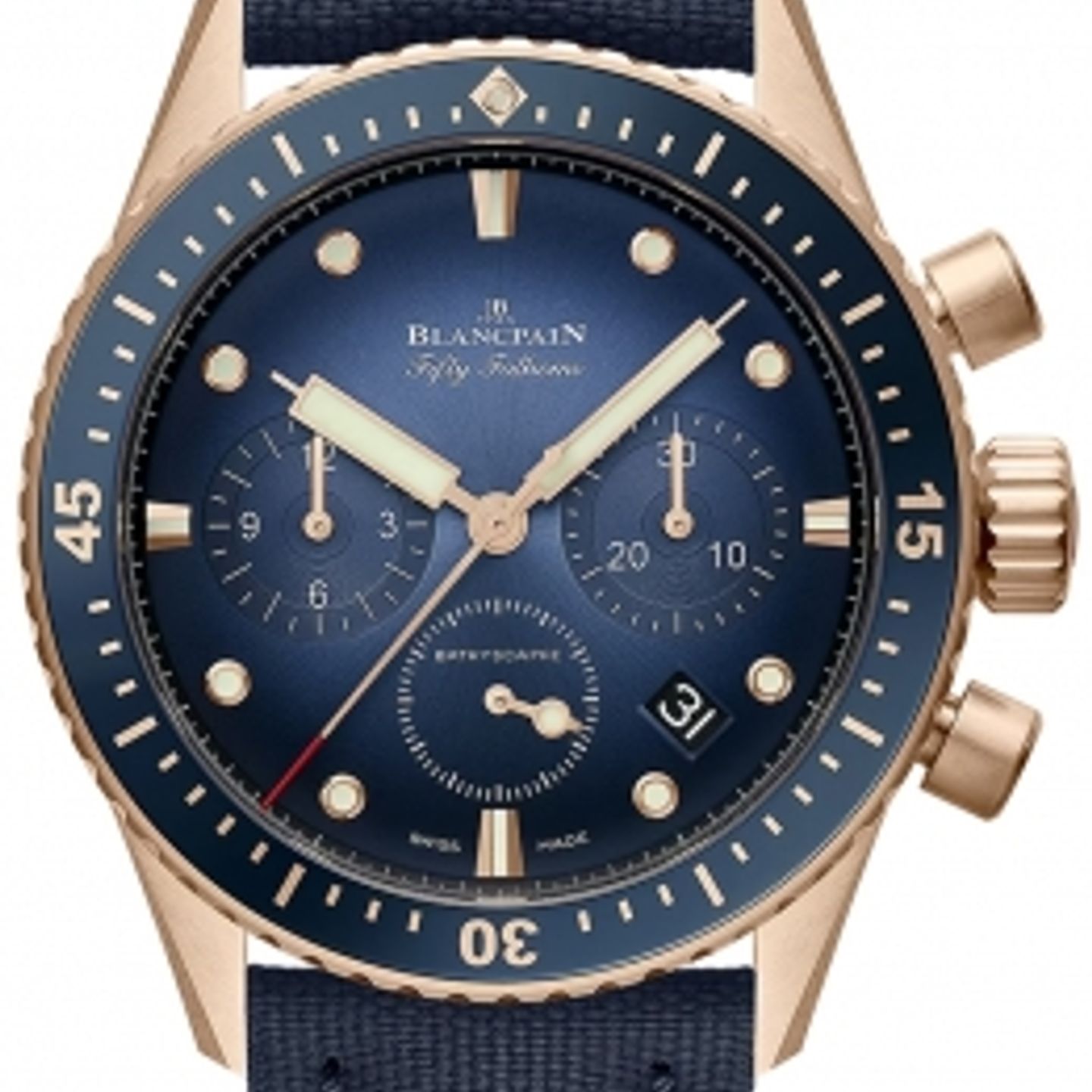 Blancpain Fifty Fathoms Bathyscaphe 5200-3640-O52A (2024) - Blauw wijzerplaat 44mm Roodgoud (2/2)