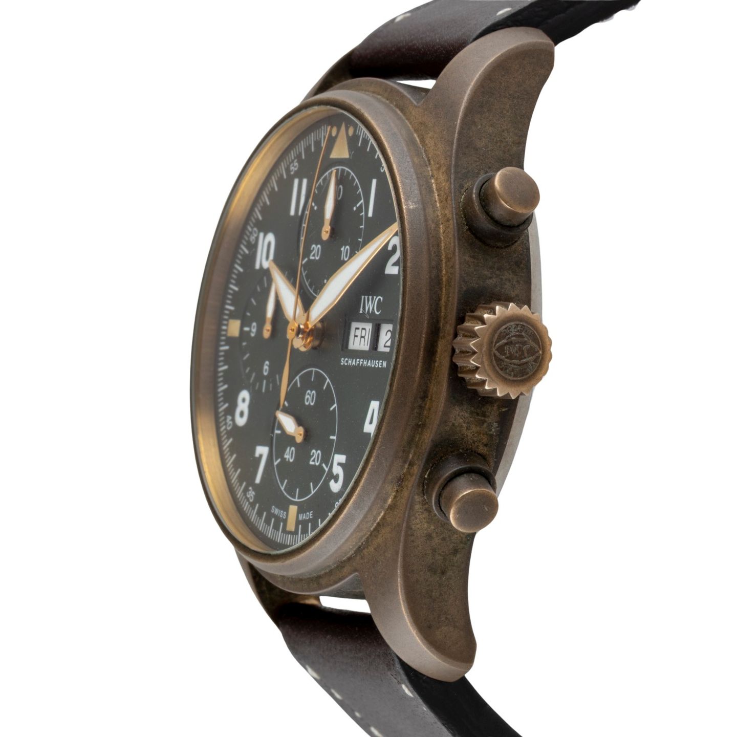 IWC Pilot Spitfire Chronograph IW387902 (Onbekend (willekeurig serienummer)) - Groen wijzerplaat 41mm Brons (6/8)