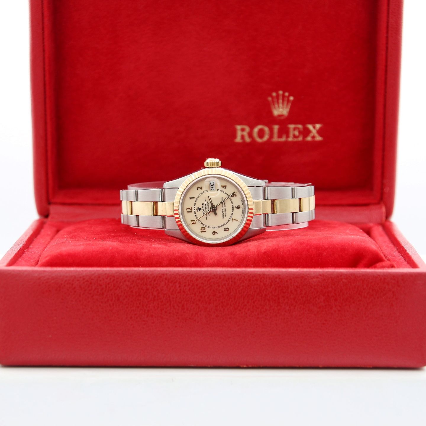 Rolex Lady-Datejust 69173 (Unknown (random serial)) - Beige dial 26 mm Gold/Steel case (2/8)