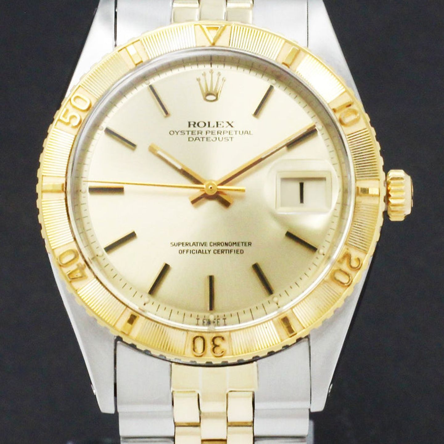 Rolex Datejust Turn-O-Graph 1625 (1973) - Goud wijzerplaat 36mm Goud/Staal (1/7)