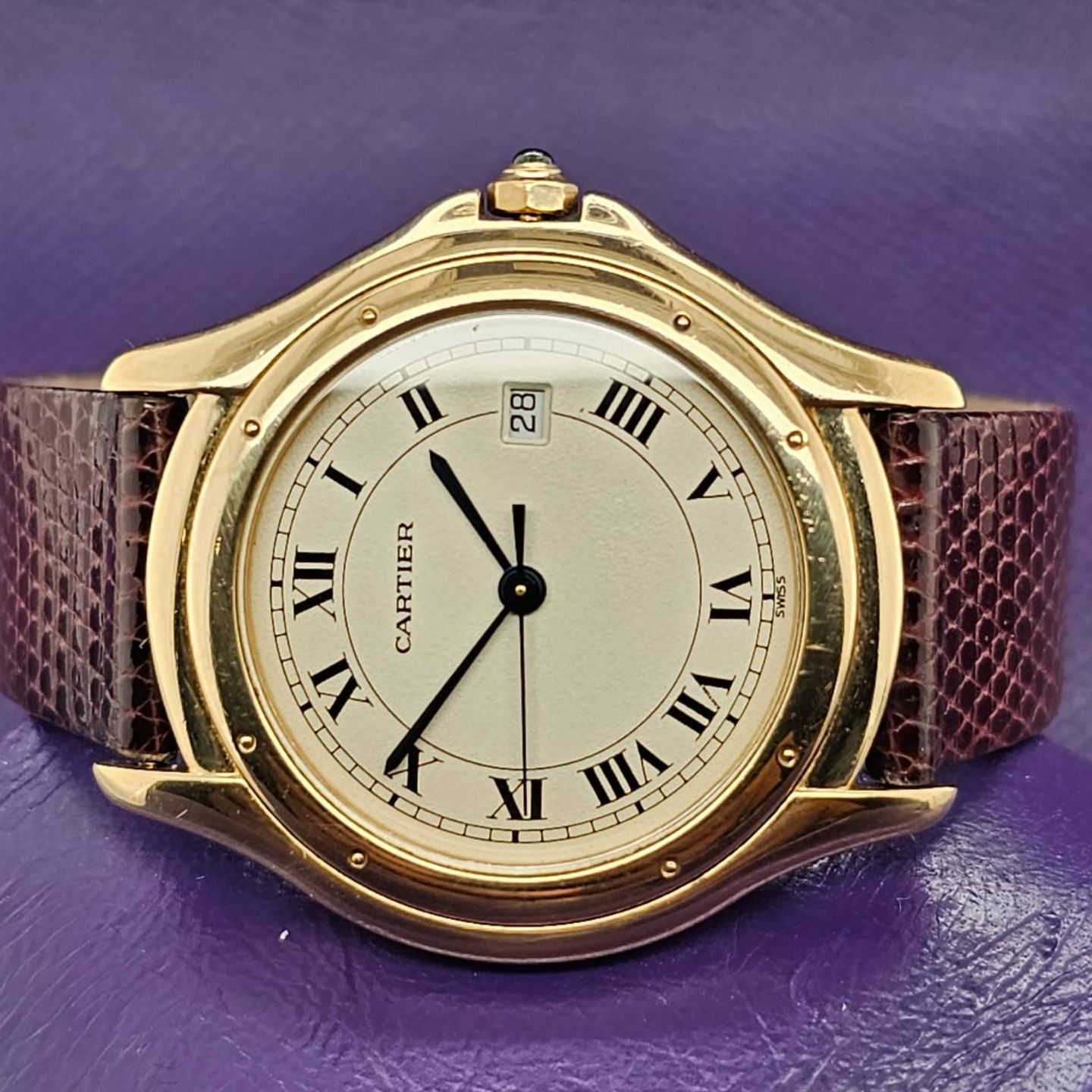 Cartier Cougar 887920 (1990) - White dial 33 mm Yellow Gold case (5/5)