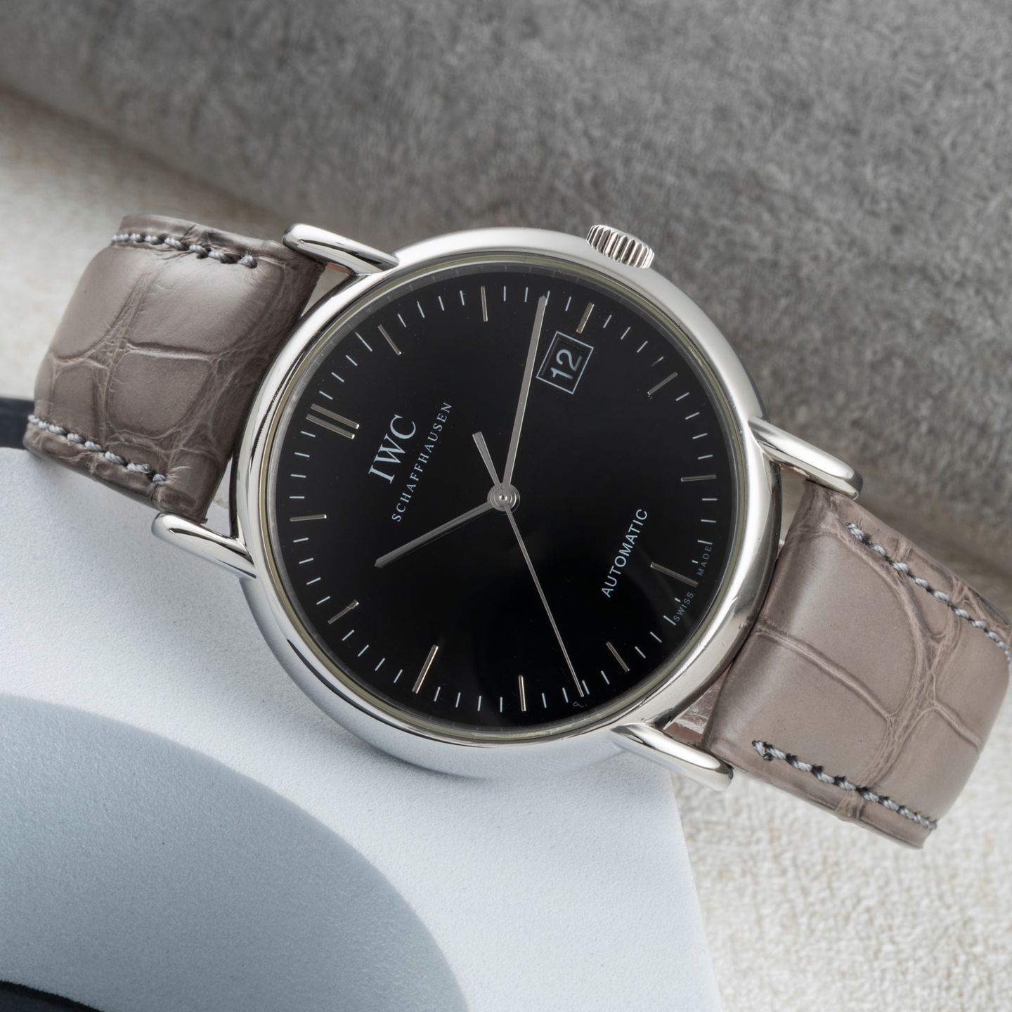 IWC Portofino Automatic IW353304 (2005) - Zwart wijzerplaat 38mm Staal (2/8)