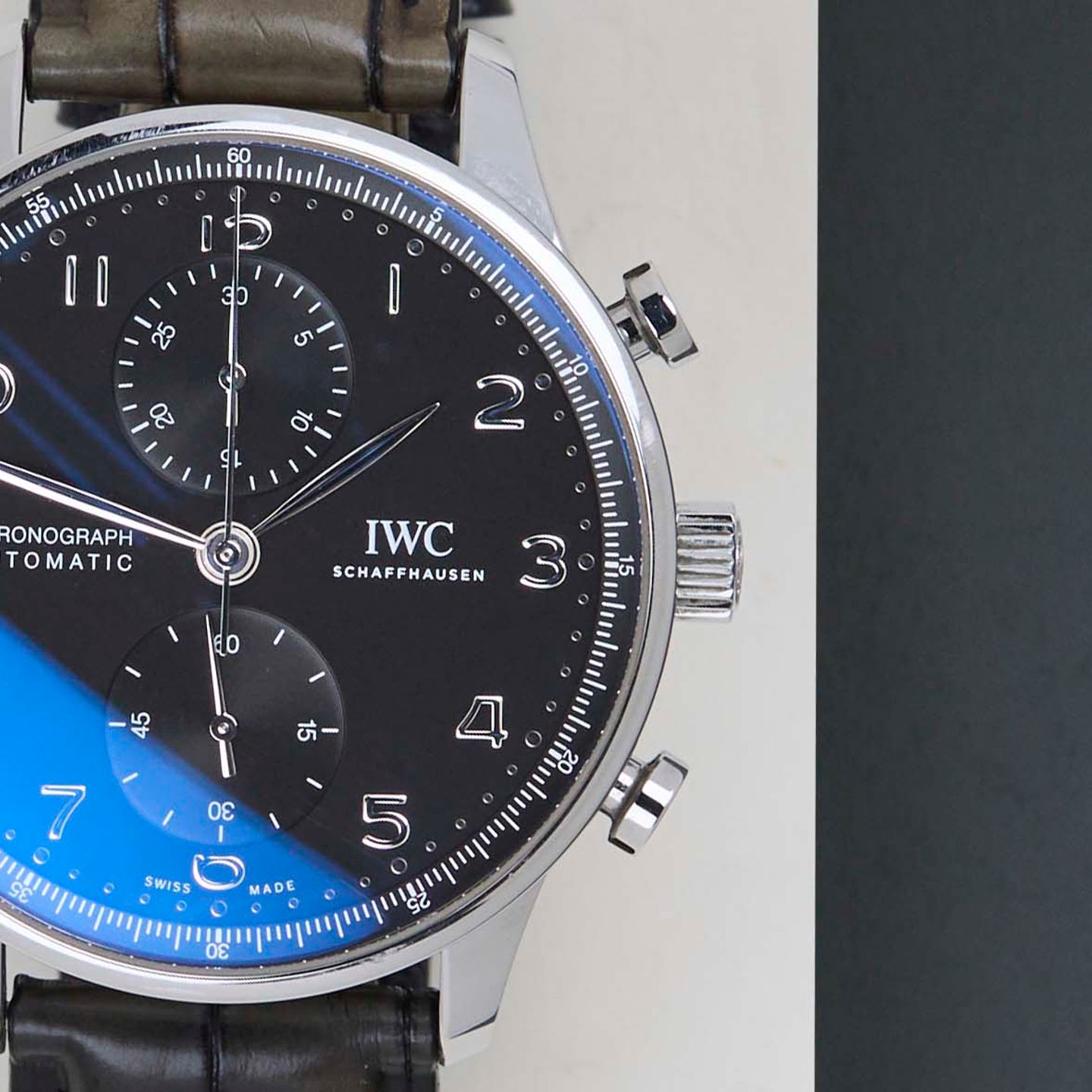 IWC Portuguese Chronograph IW371609 (2020) - Zwart wijzerplaat 41mm Staal (5/8)