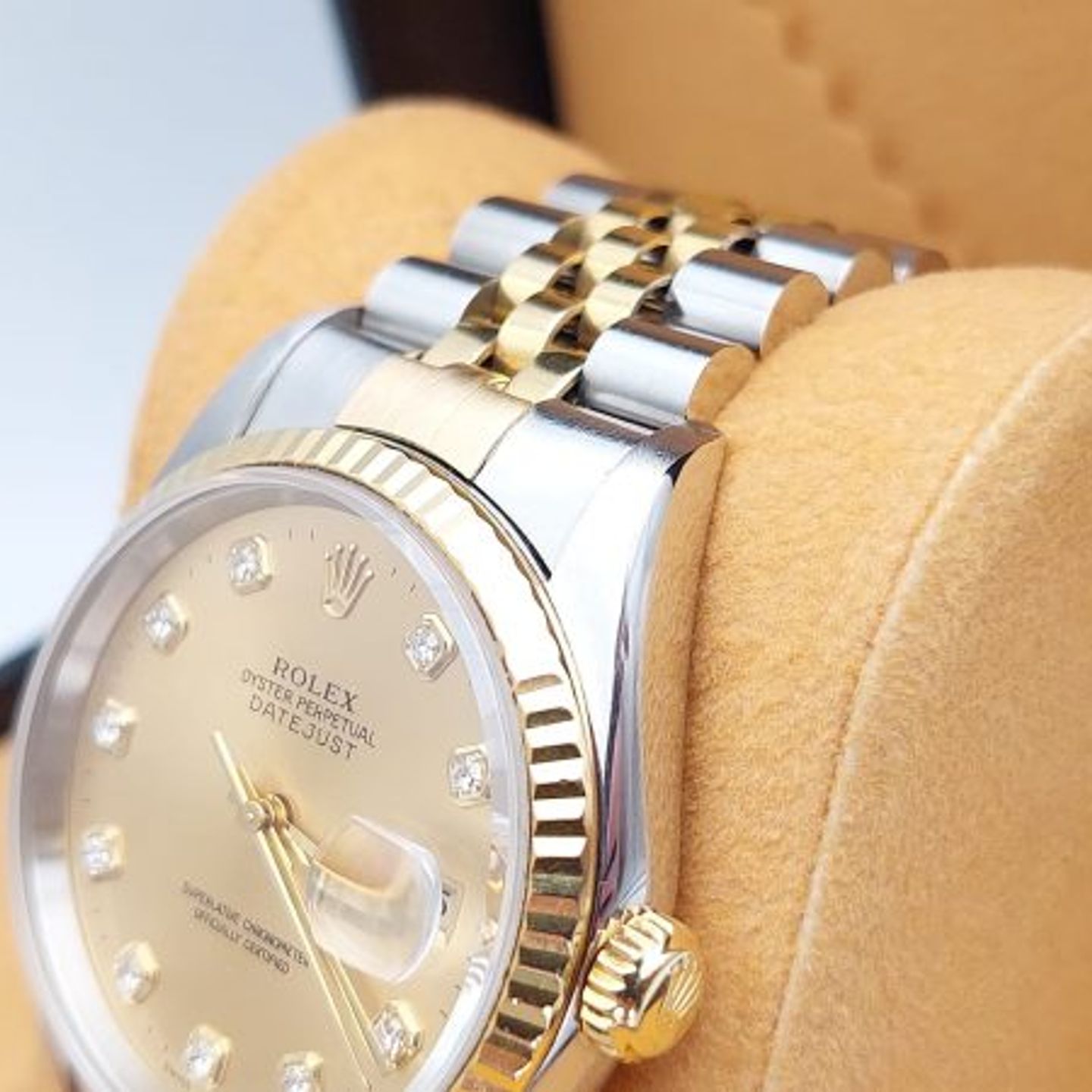 Rolex Datejust 36 16233 (1999) - Champagne dial 36 mm Gold/Steel case (8/8)