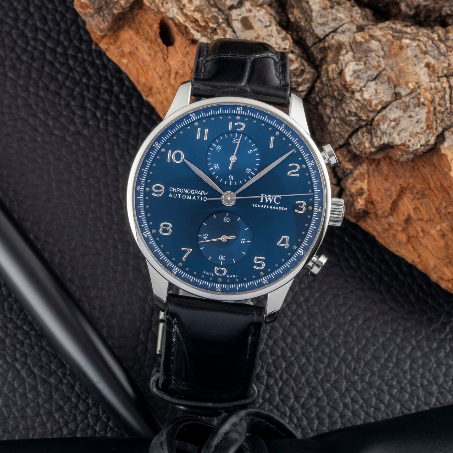 IWC Portuguese Chronograph IW371606 (Unknown (random serial)) - Blue dial 41 mm Steel case (1/8)