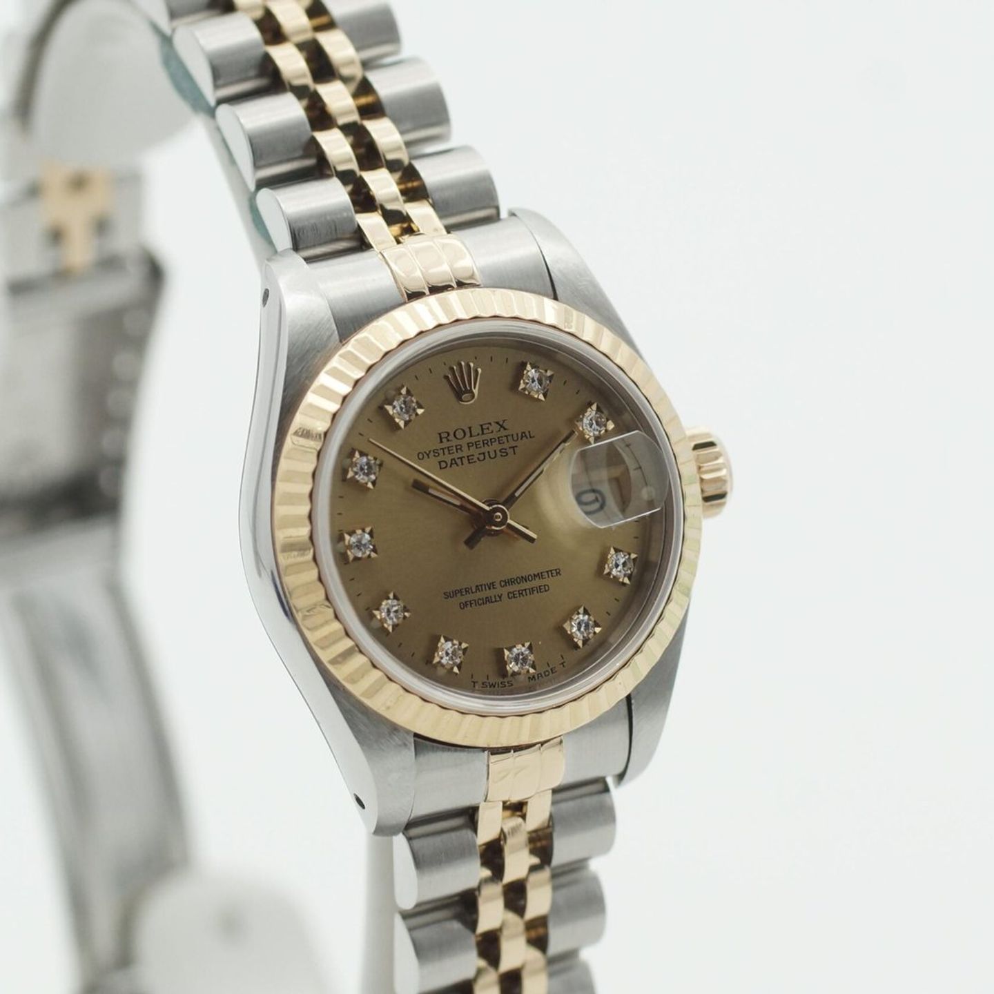 Rolex Lady-Datejust 69173 (1988) - Champagne dial 26 mm Gold/Steel case (3/8)