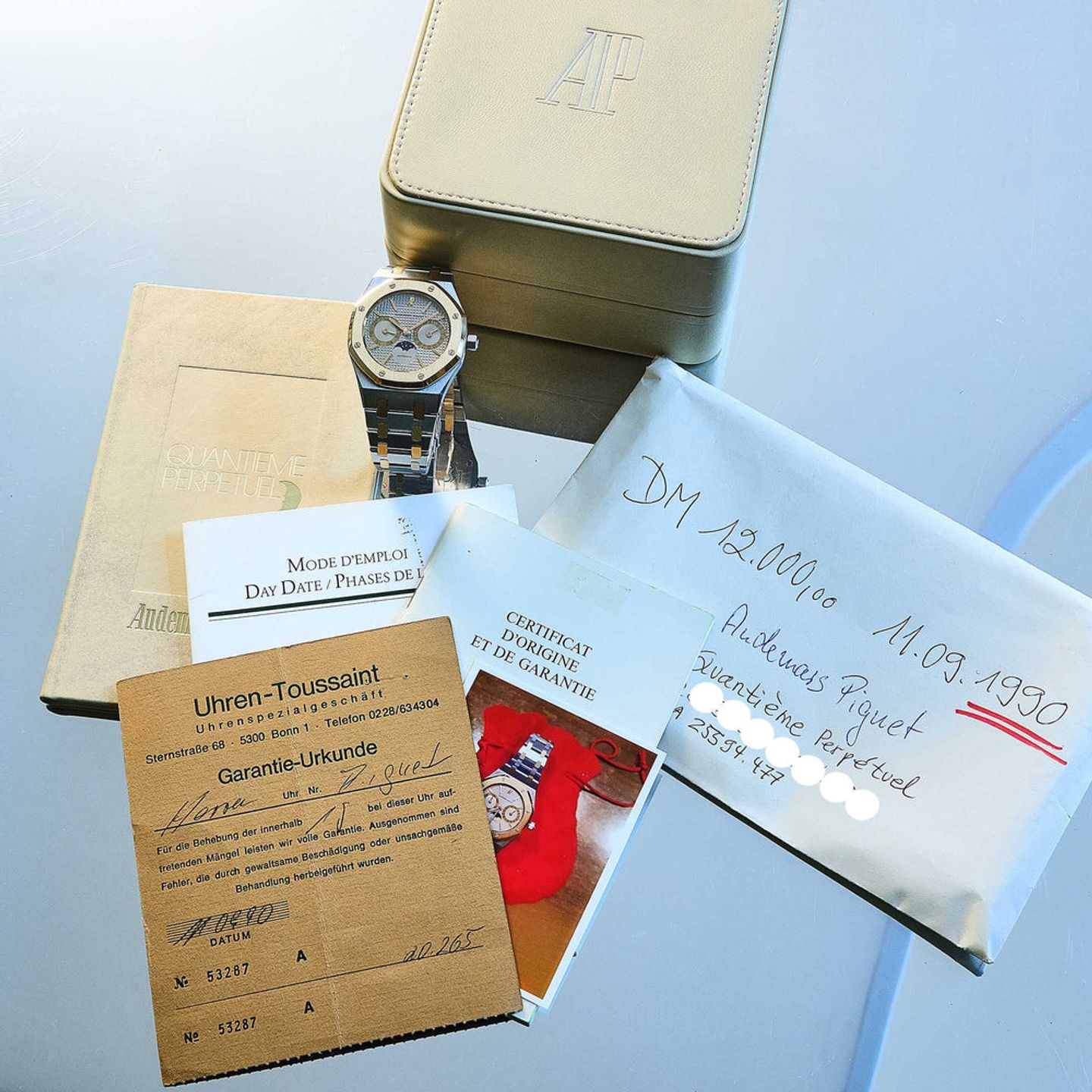 Audemars Piguet Royal Oak Day-Date 25594SA.OO.0789SA.01 (1990) - Grijs wijzerplaat 36mm Goud/Staal (8/8)